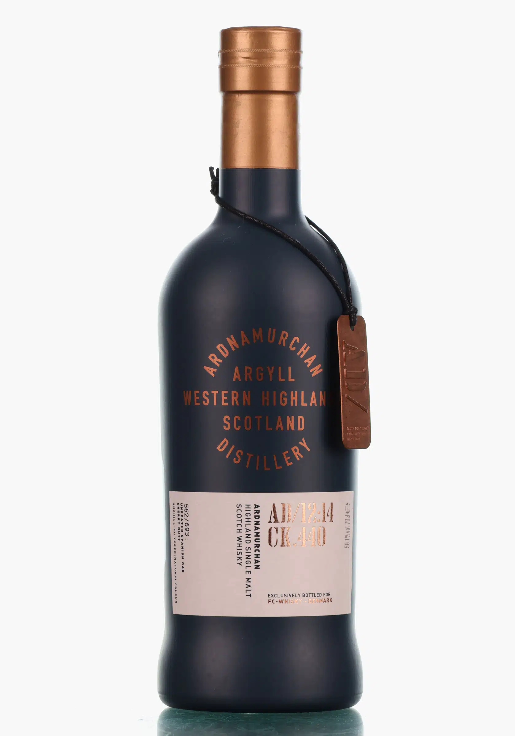 Ardnamurchan AD/12:14 CK.440 For FC Whisky Denmark 6 Year Old, Oloroso Sherry Cask, Cask #440, 2021, 59.1% whisky bottle