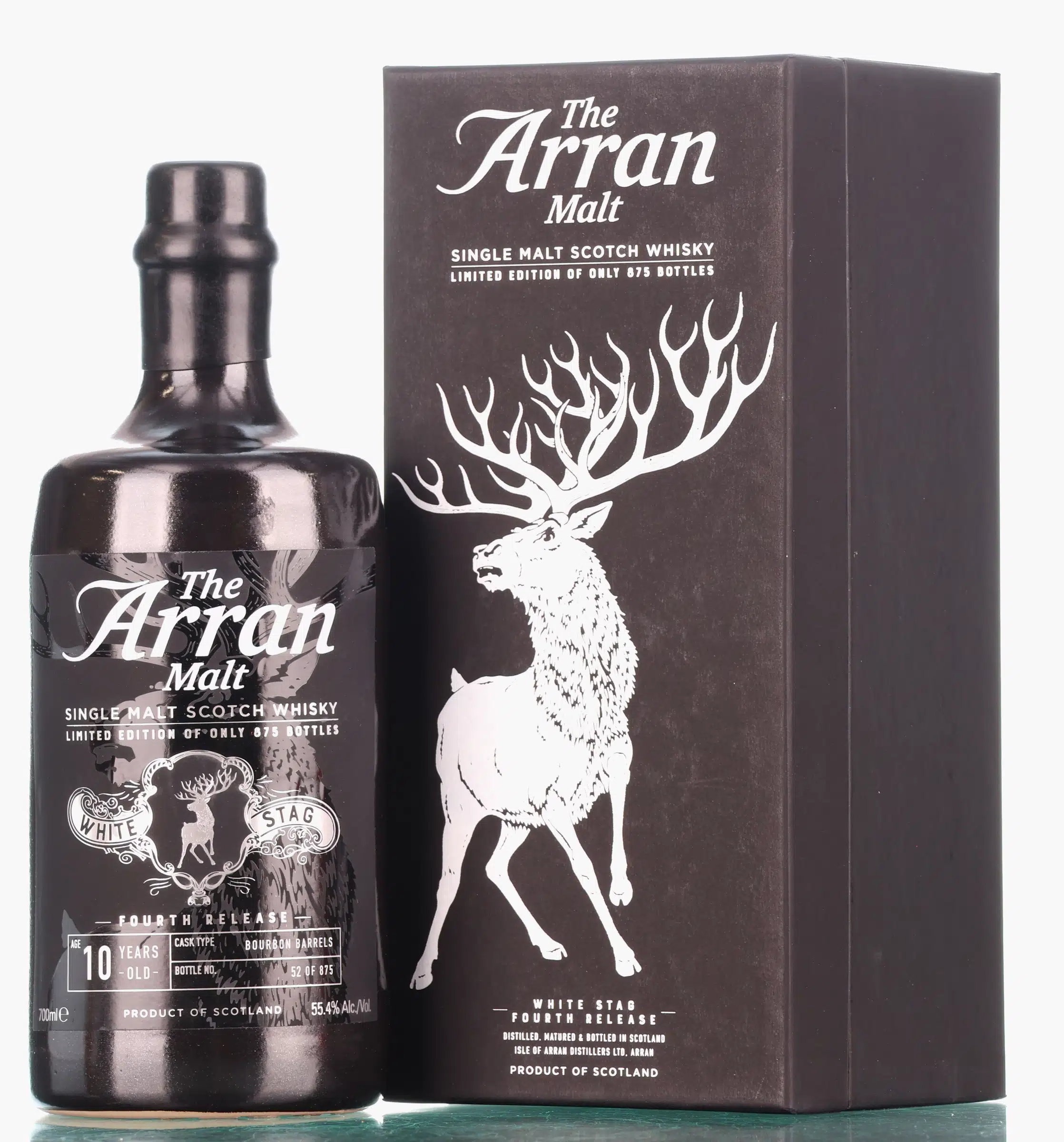 Arran White Stag Fourth Release 10 Year Old, Bourbon Cask, 2018, 55.4% whisky bottle