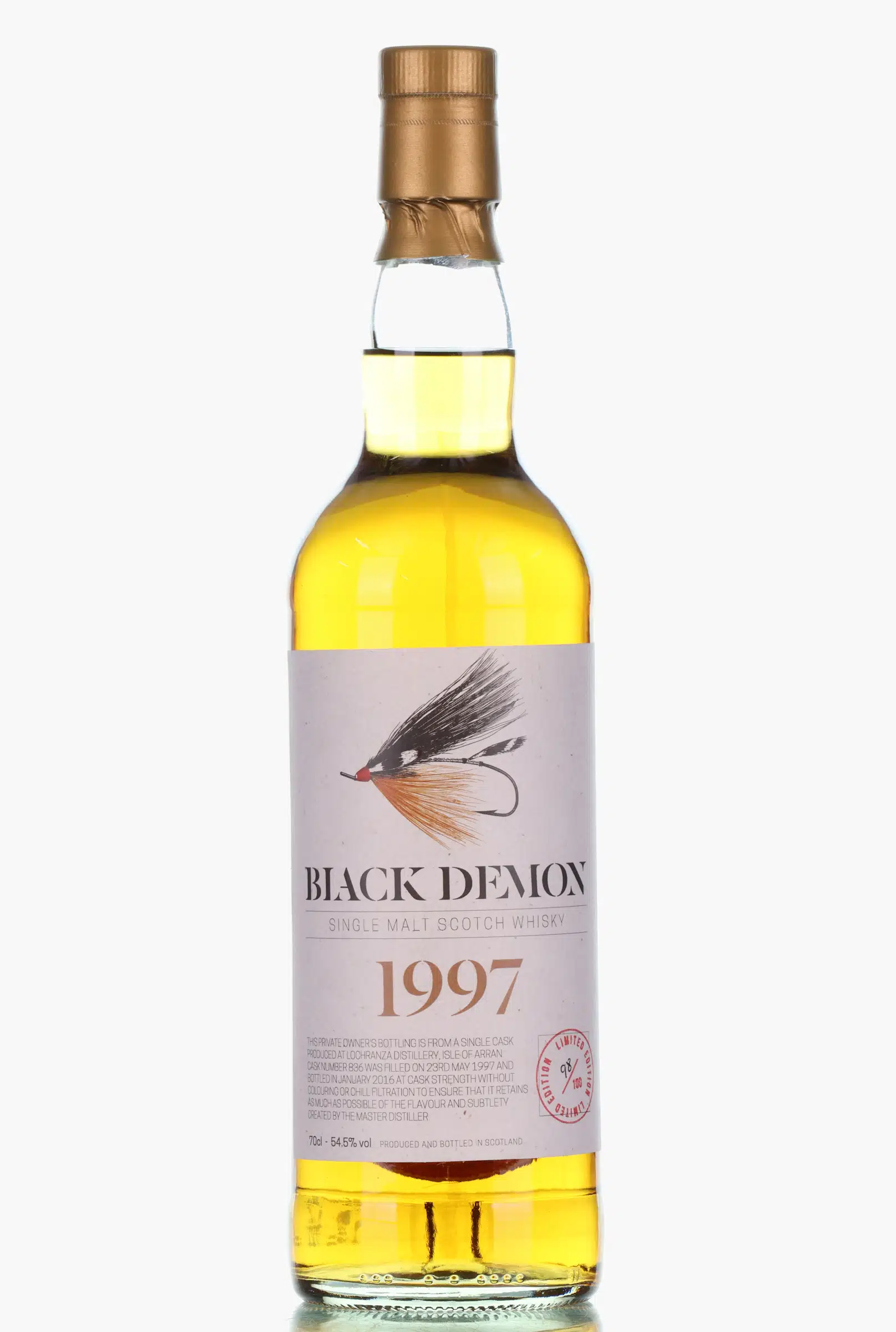 Arran Black Demon 19 Year Old, Sherry Hogshead Cask, Cask #836, 2016, 54.5% whisky bottle
