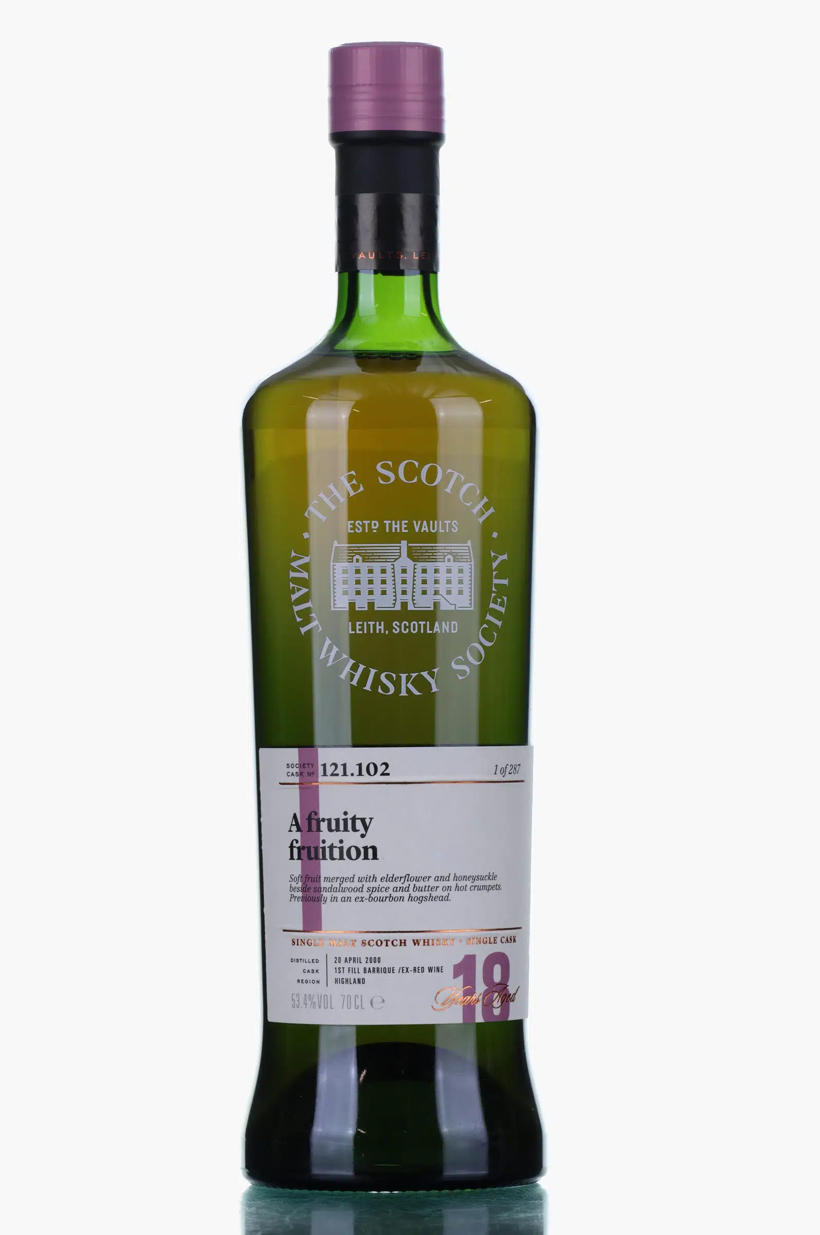 Arran A Fruity Fruition 18 Year Old, Red Wine Cask, Cask #121.102, 2000, The Scotch Malt Whisky Society, 53.4%