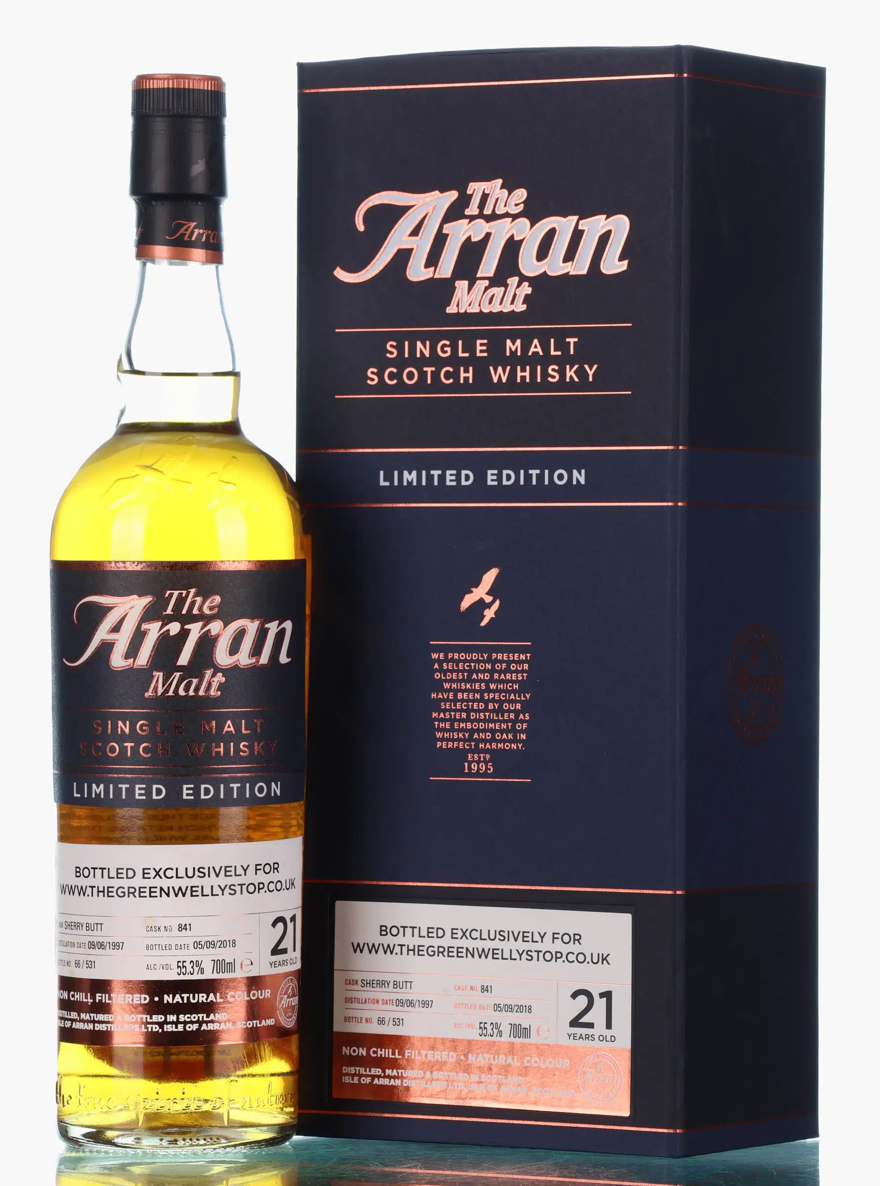 Arran 21 Year Old, Sherry Cask, Cask #841, 2018, 55.3% whisky bottle
