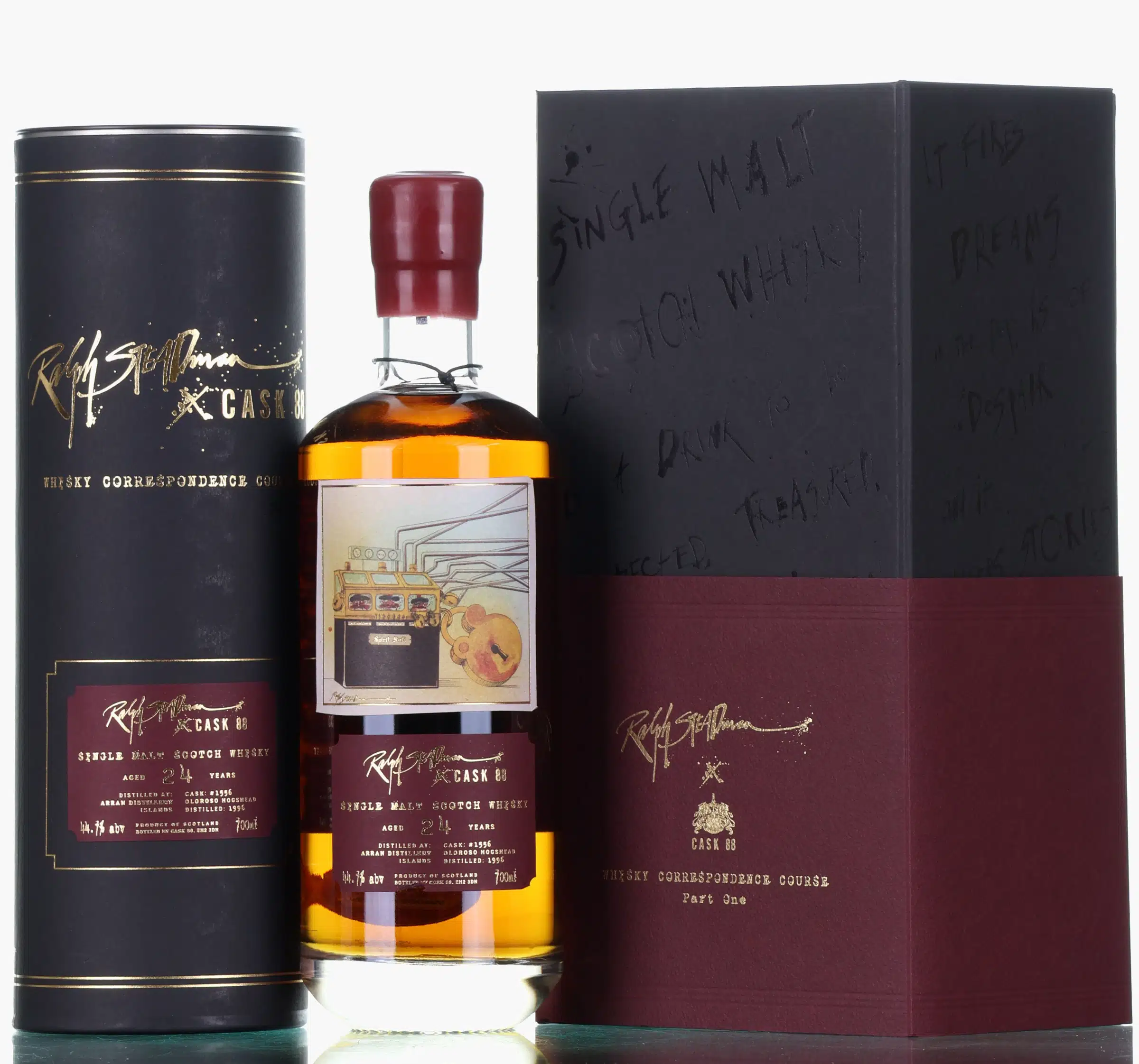 Arran Ralph Steadman X 24 Year Old, Oloroso Sherry Cask, Cask #1556, 1996, Cask 88, 44.7% whisky bottle