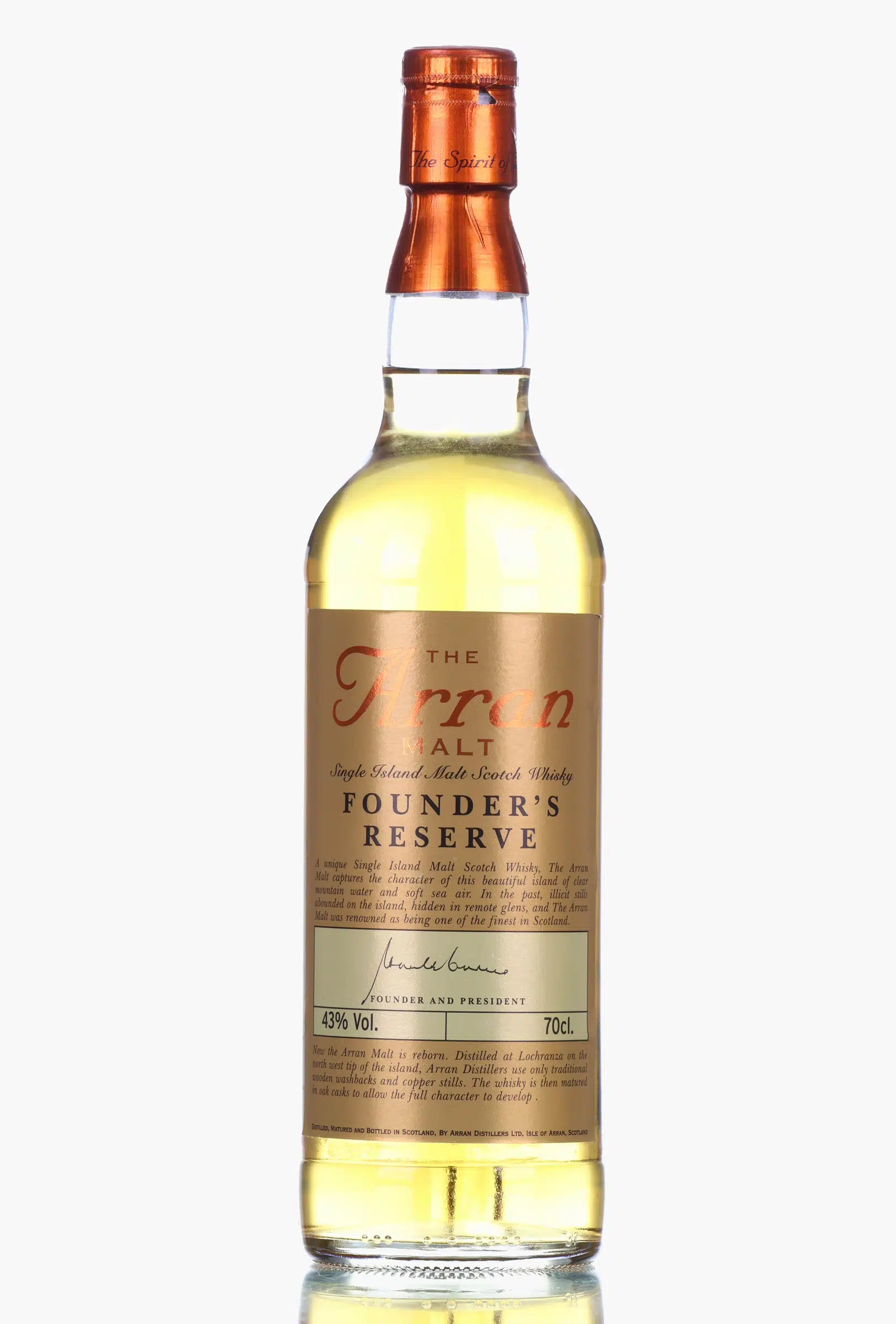 Arran Founder's Reserve 6 Year Old, Oak Cask, 2001, 43% whisky bottle