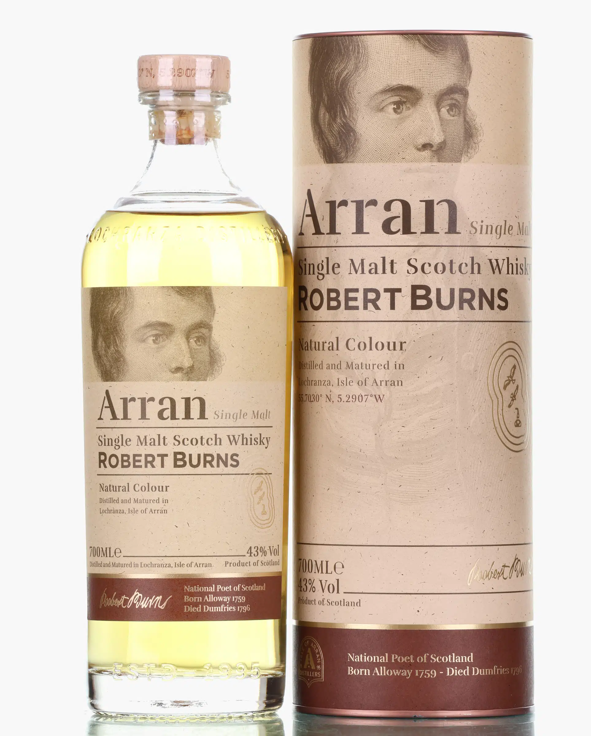 Arran Robert Burns, Bourbon & Sherry Cask, 43% whisky bottle