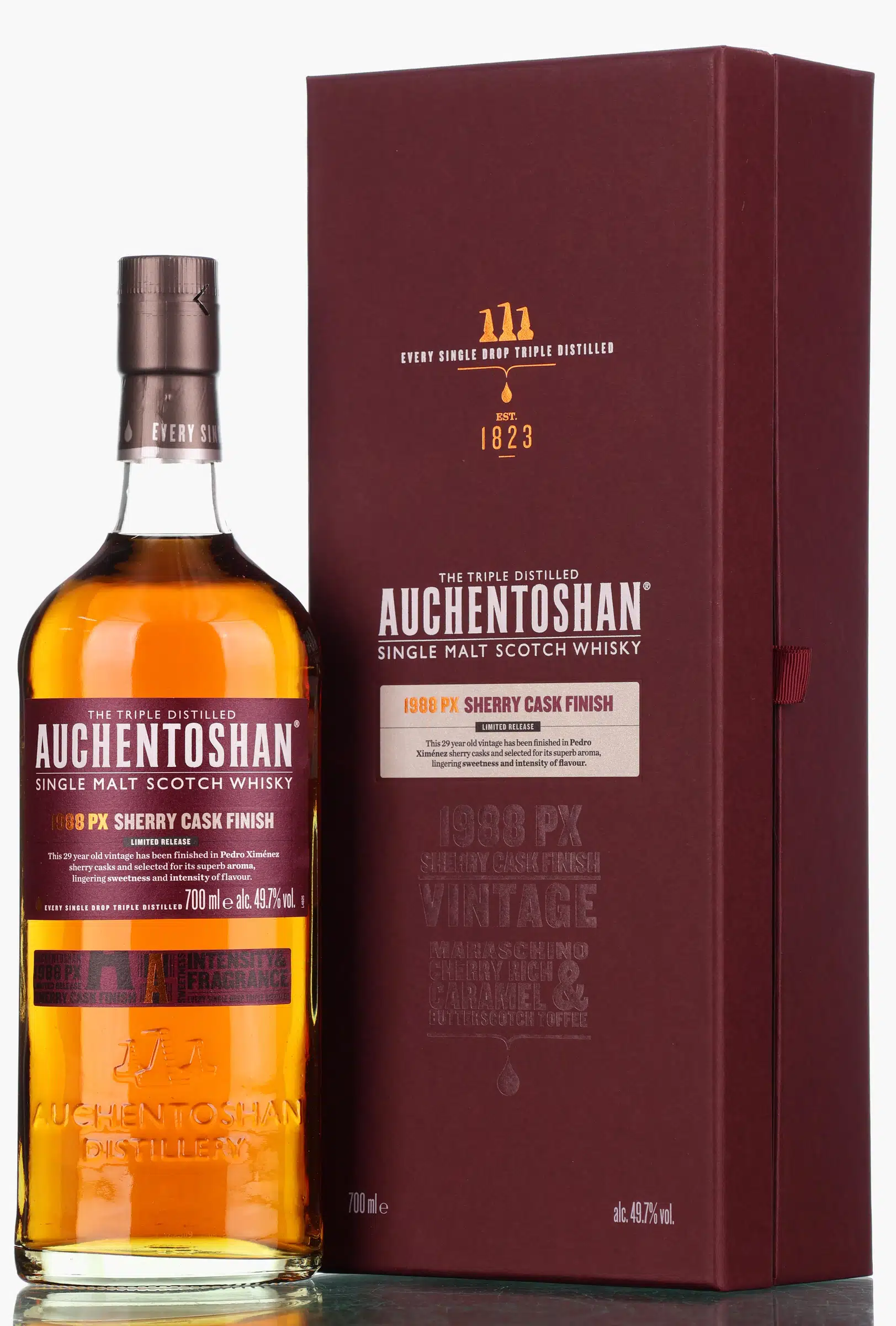 Auchentoshan 1988 PX Sherry Cask Finish 29 Year Old, Bourbon & Sherry Cask, 2018, 49.7% whisky bottle