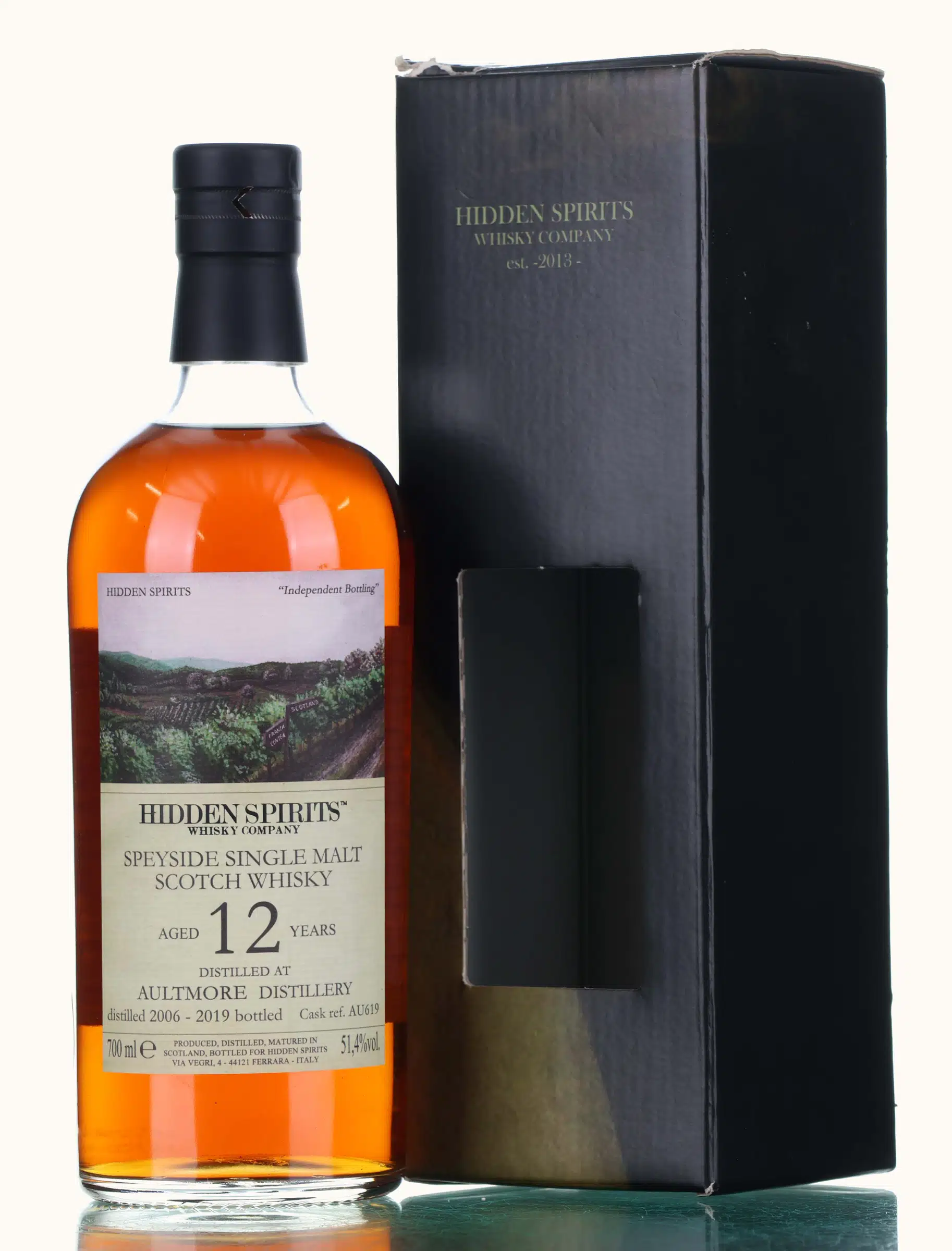 Aultmore 2006 12 Year Old - Franca Contea, Bolesna wine cask, Cask #AU619, 2006, Hidden Spirits, 51.4% whisky bottle