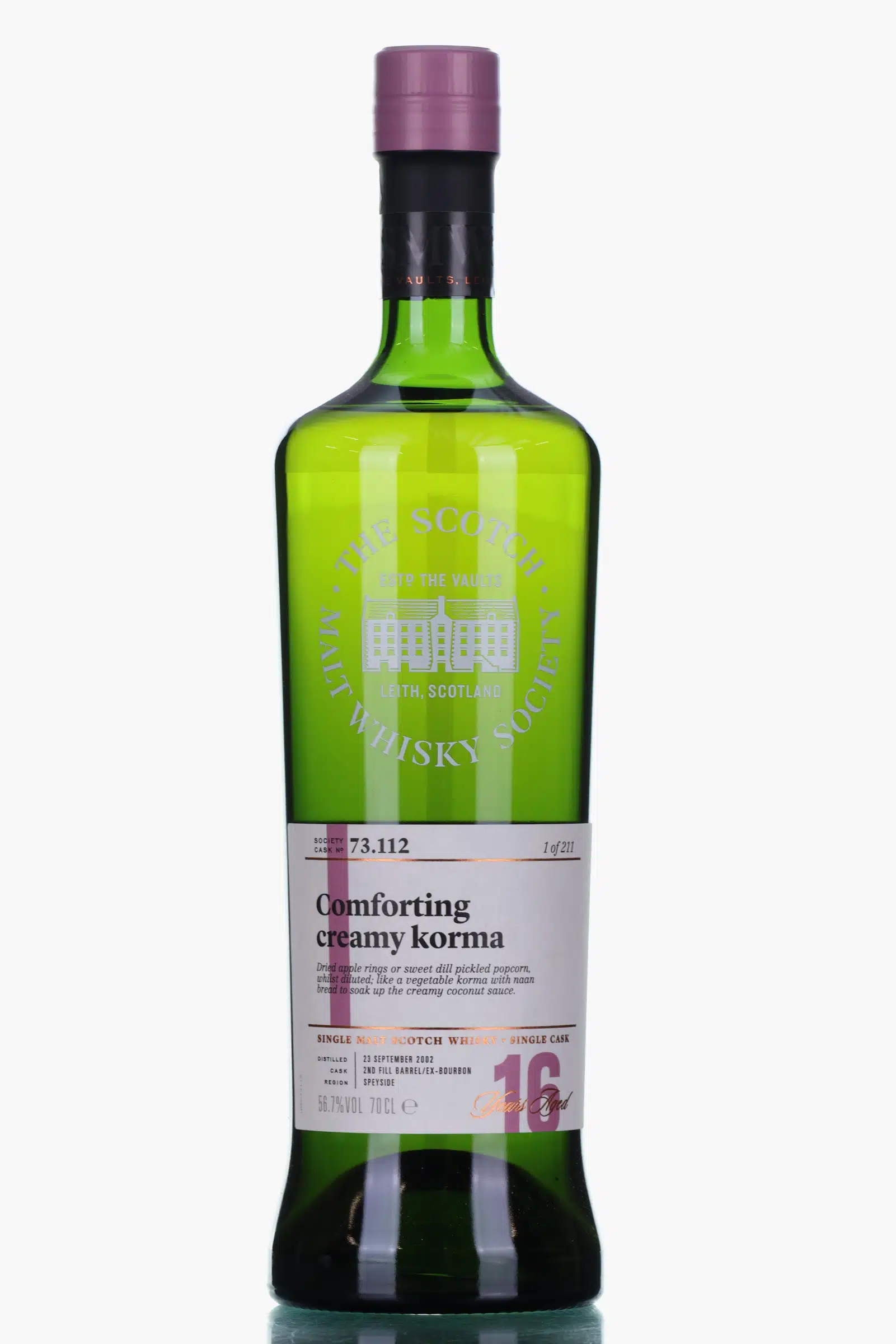 Aultmore 16 Years Old 2002 SMWS 73.112 | Comforting Creamy Korma, Bourbon Cask, Cask #73.112, 2002, The Scotch Malt Whisky Society, 56.7% whisky bottle