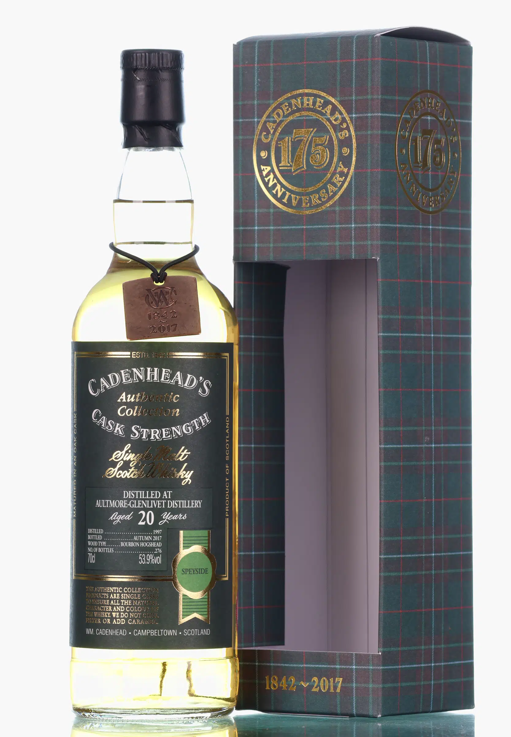 Aultmore 1997 Cadenhead's Authentic Collection 20 Year Old, Bourbon Cask, 1997, Cadenhead's, 53.9% whisky bottle