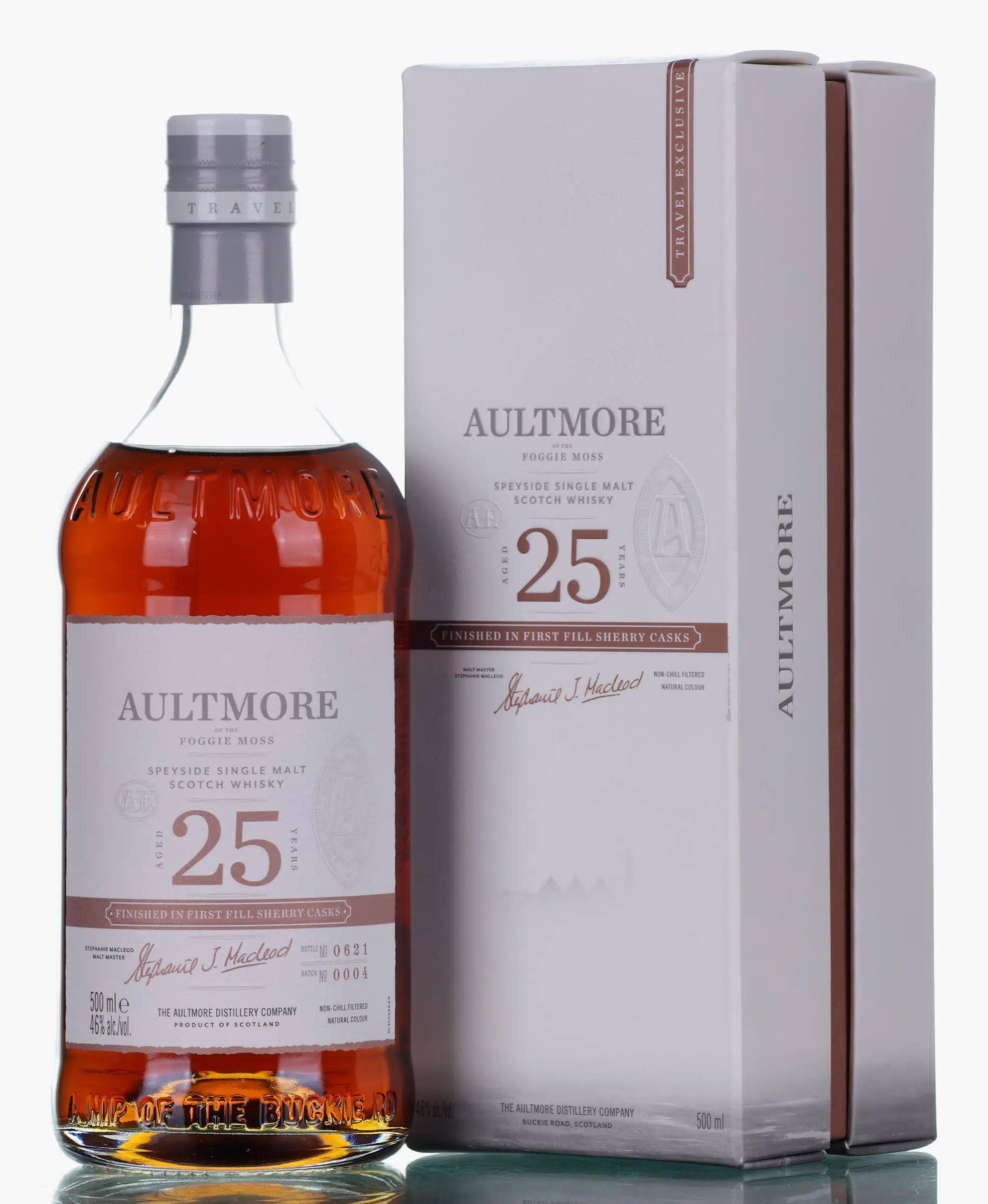 Aultmore First Fill Sherry Cask #25 Year Old, Batch No. 0004, 46% whisky bottle