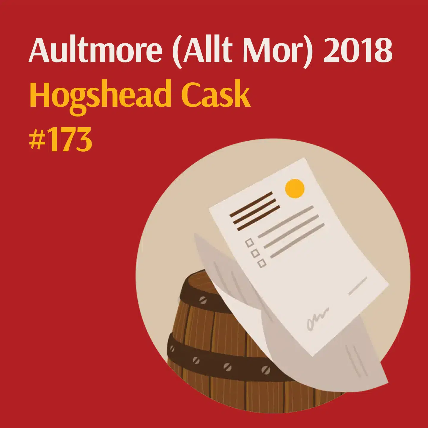 Aultmore Hogshead Cask, Cask #173, 2018, 7 Year Old, 65.5% whisky bottle