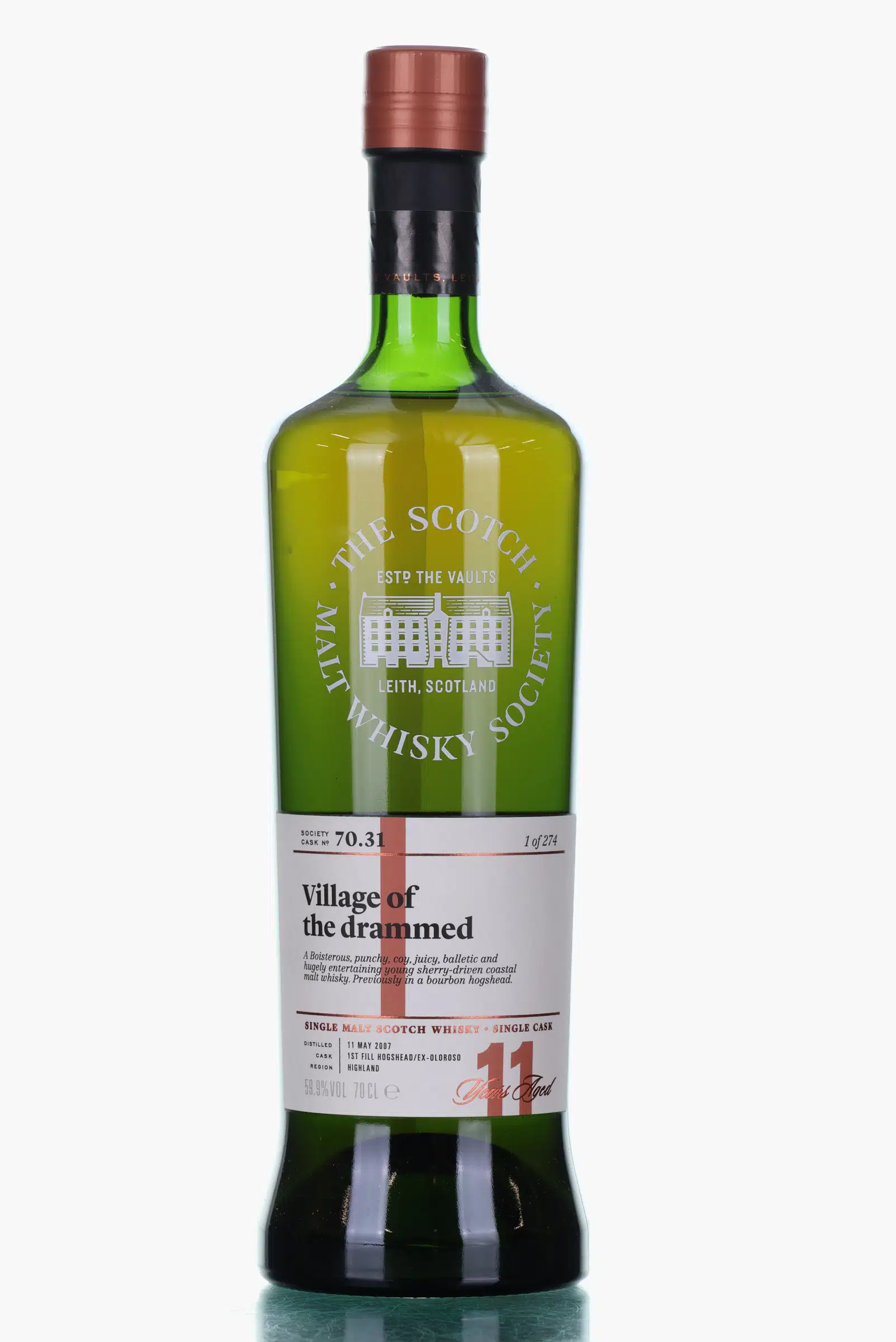 Balblair Village of the Drammed 11 Year Old, Oloroso Hogshead Cask, Cask #70.31, 2007, Scotch Malt Whisky Society, 59.9% whisky bottle