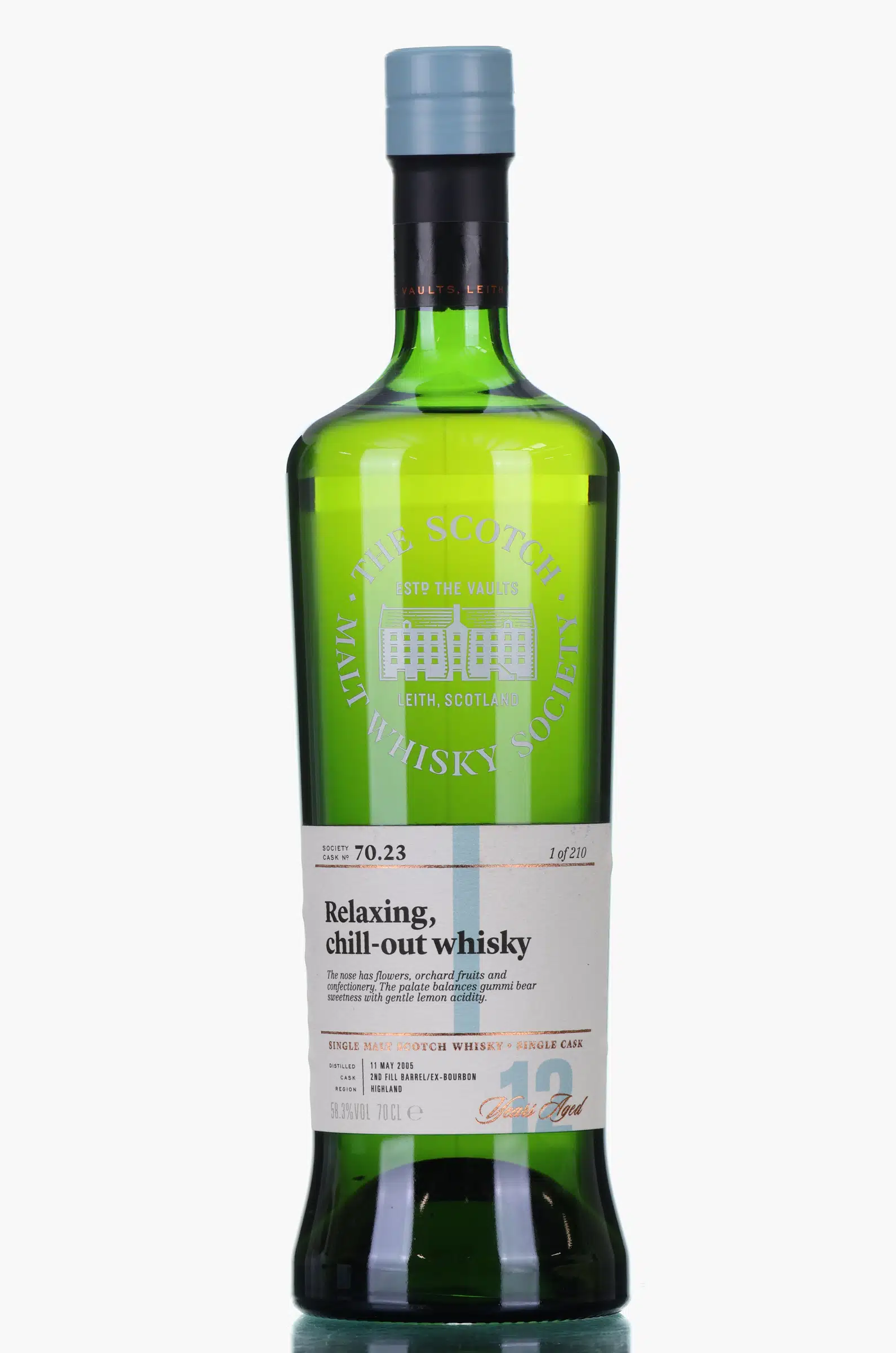 Balblair Relaxing, Chill-out Whisky 12 Year Old, Ex-Bourbon Cask, Cask #70.23, 2005, Scotch Malt Whisky Society, 58.3% whisky bottle