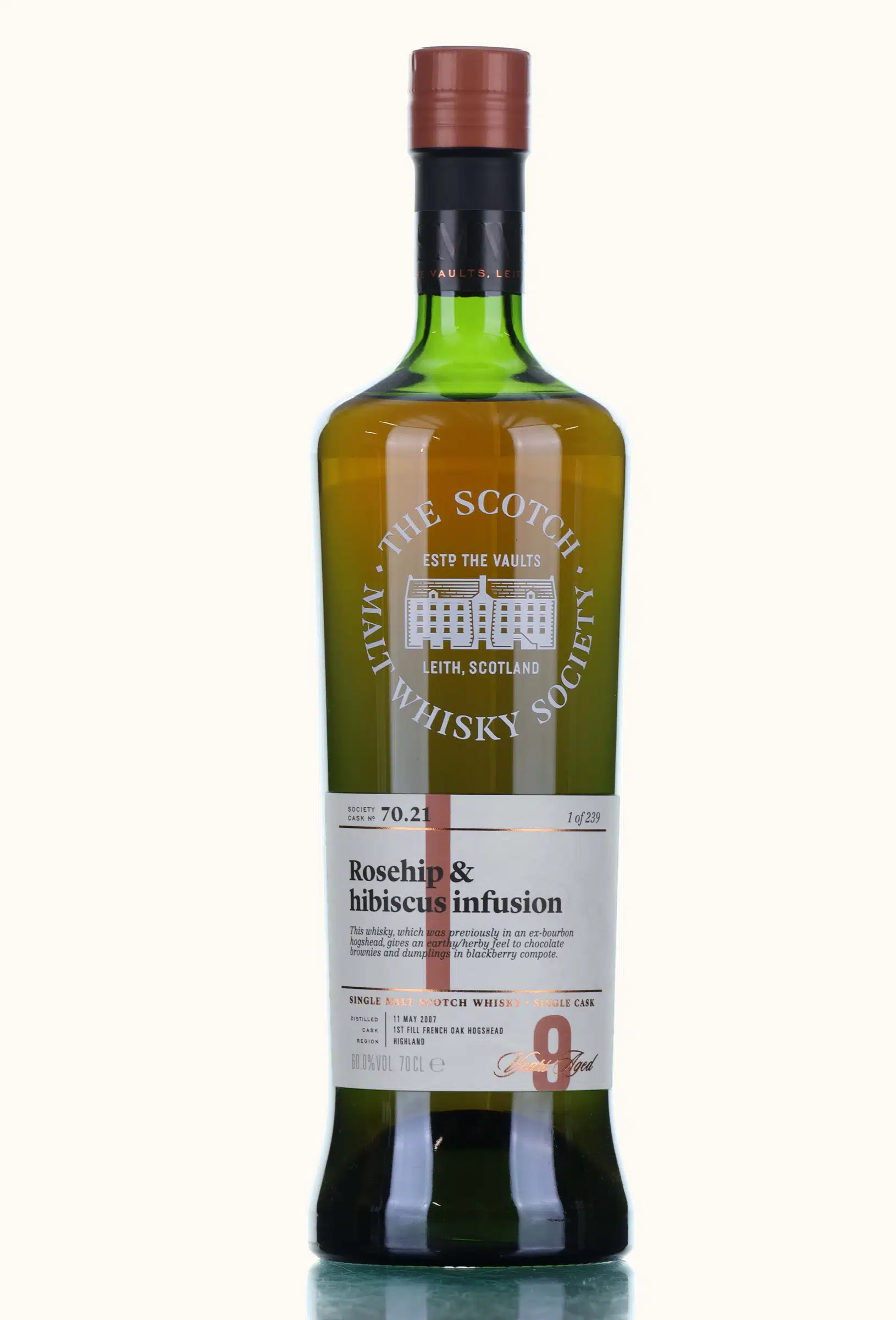 Balblair Rosehip & Hibiscus Infusion 9 Year Old, French Oak Cask, Cask #70.21, 2007, The Scotch Malt Whisky Society, 60% whisky bottle
