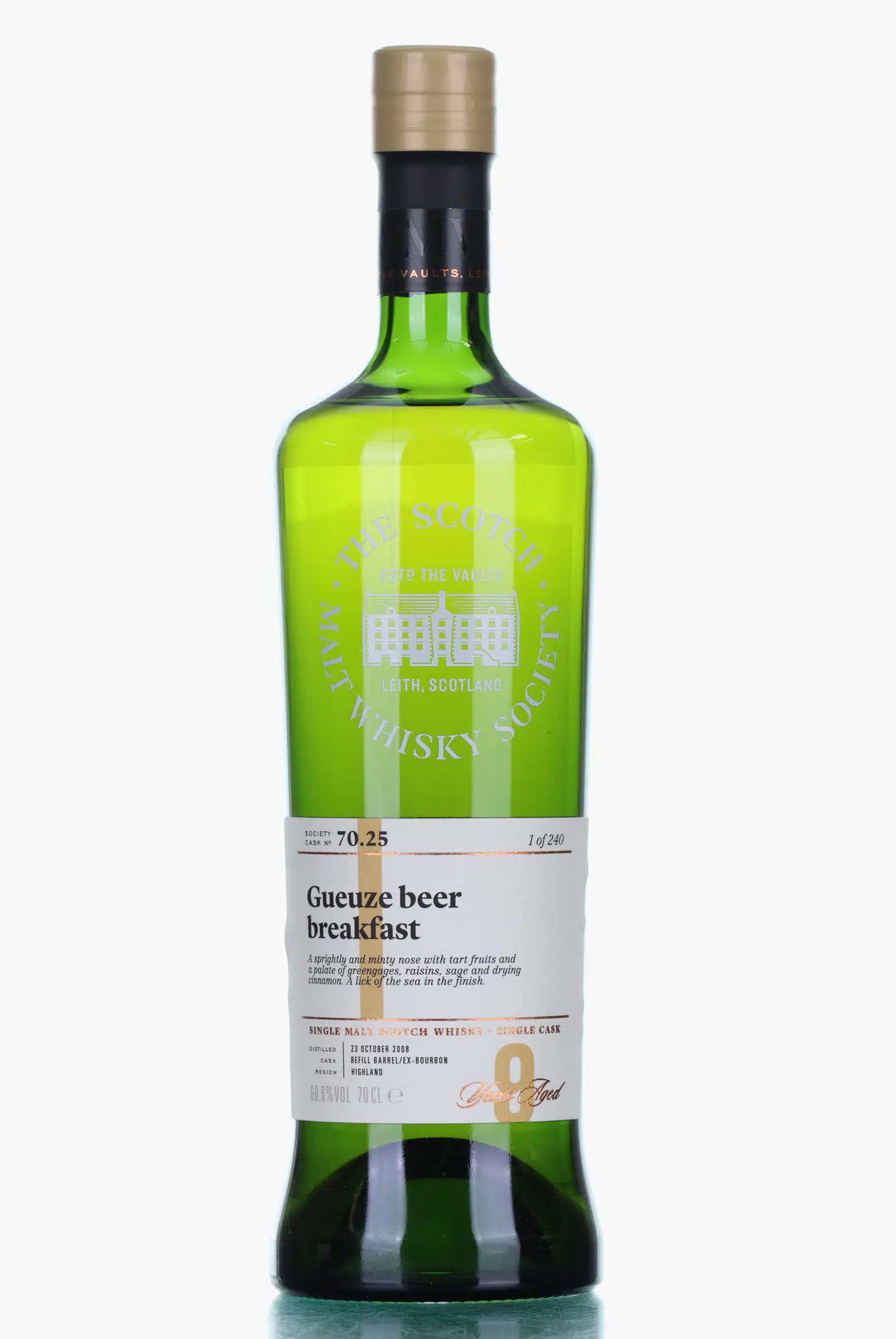 Balblair Gueuze Beer Breakfast 9 Year Old, Bourbon Cask, Cask #70.25, 2008, The Scotch Malt Whisky Society, 60.6% whisky bottle