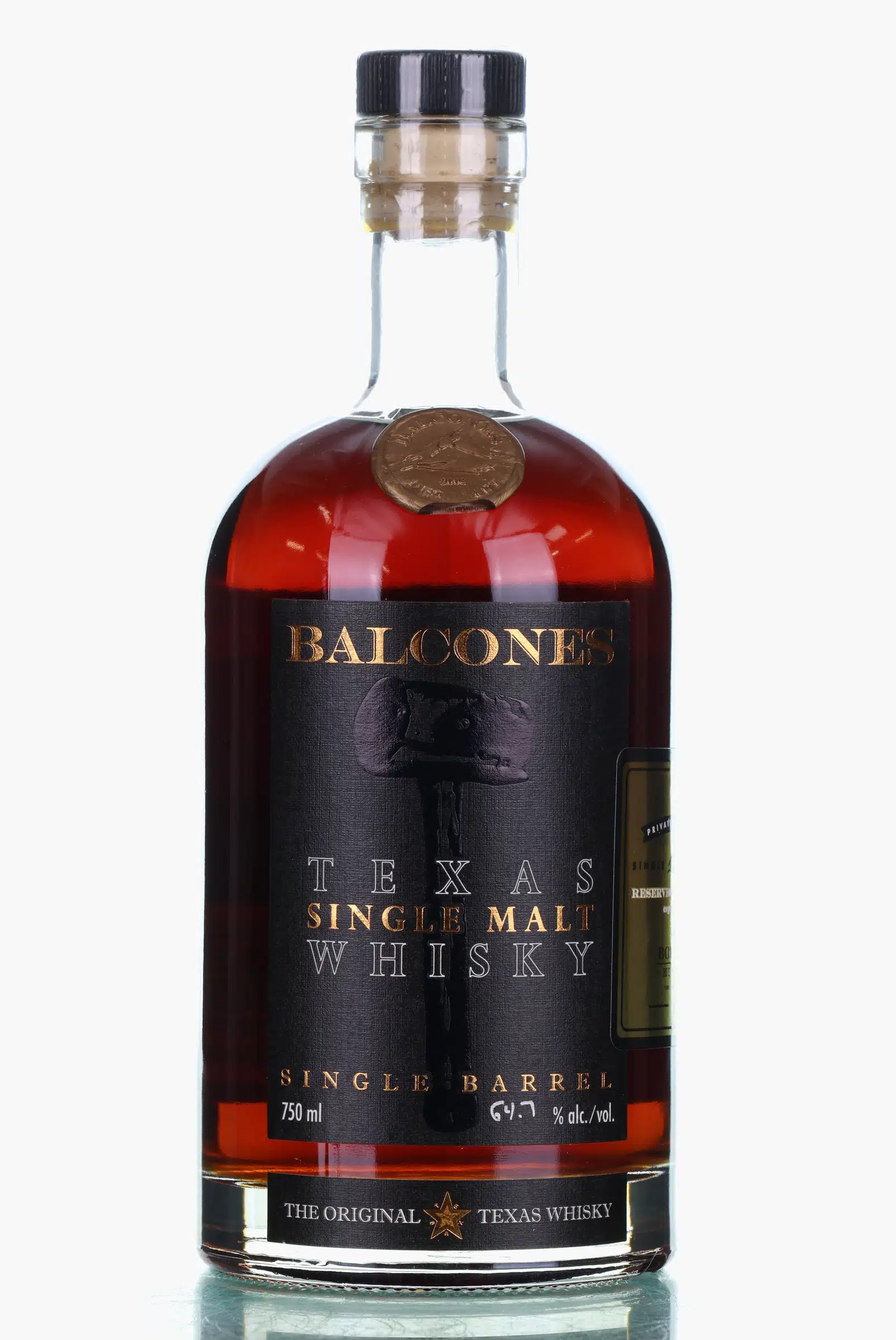 Balcones Texas Single Malt 2 Year Old, American Oak Cask, Cask #16021, 2017, 64.7% whisky bottle
