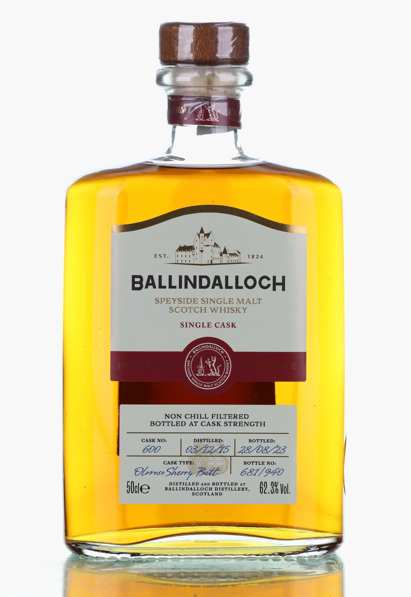 Ballindalloch Distillery Exclusive 8 Year Old, Oloroso Sherry Butt Cask, Cask #600, 2023, 62.3% whisky bottle