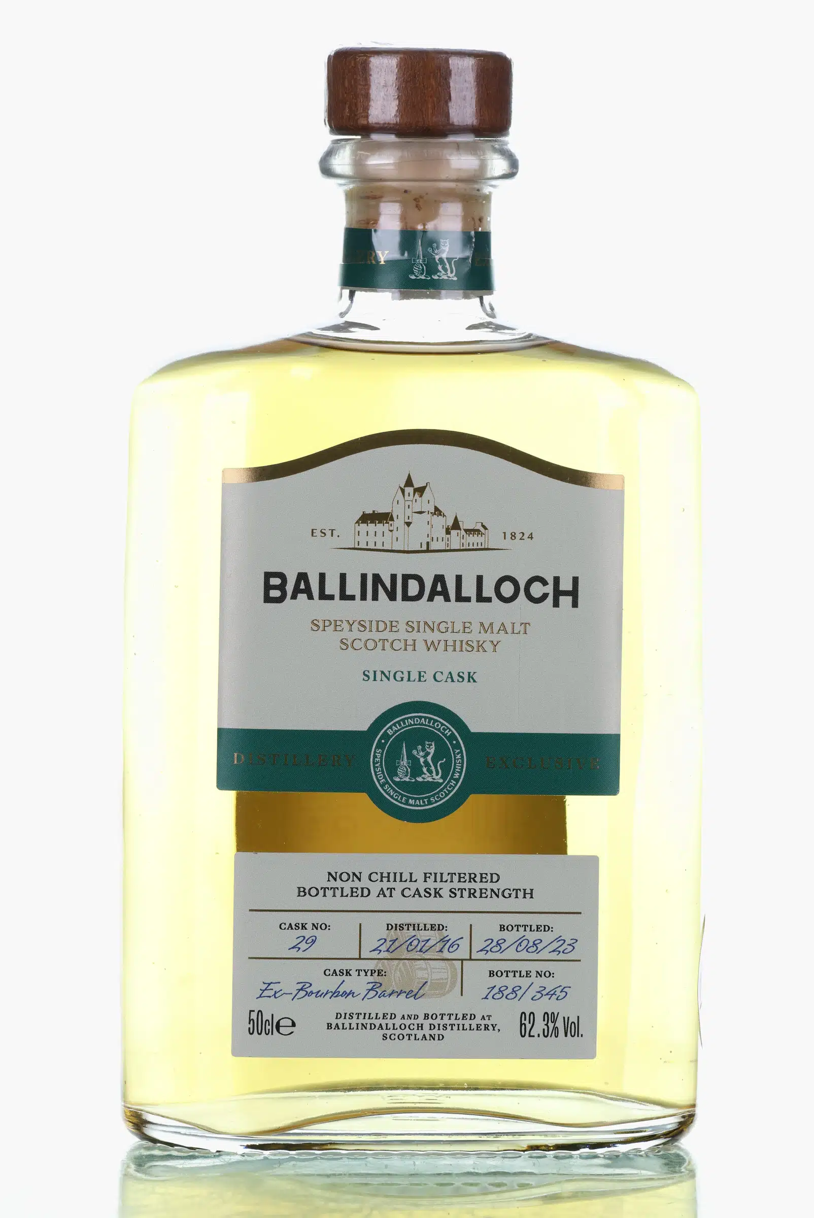 Ballindalloch Single Cask Distillery Exclusive 7 Year Old, Ex-Bourbon Barrel Cask, Cask #29, 2023, 62.3% whisky bottle