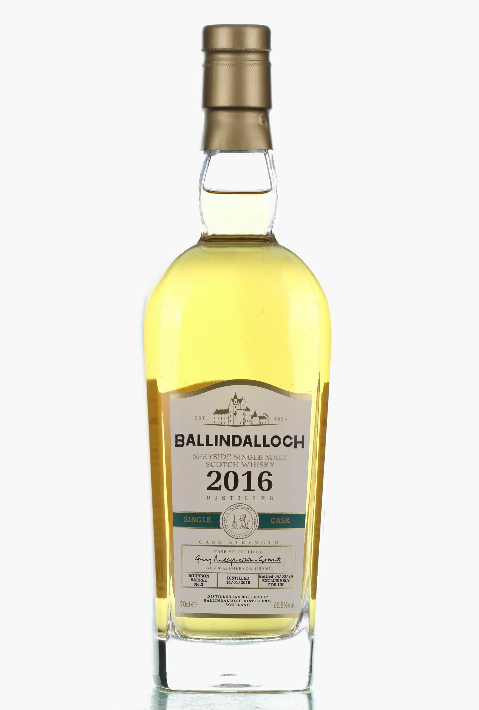 Ballindalloch Single Cask #2 UK Exclusive 8 Year Old, Bourbon Cask, Cask #2, 2024, 60.5% whisky bottle
