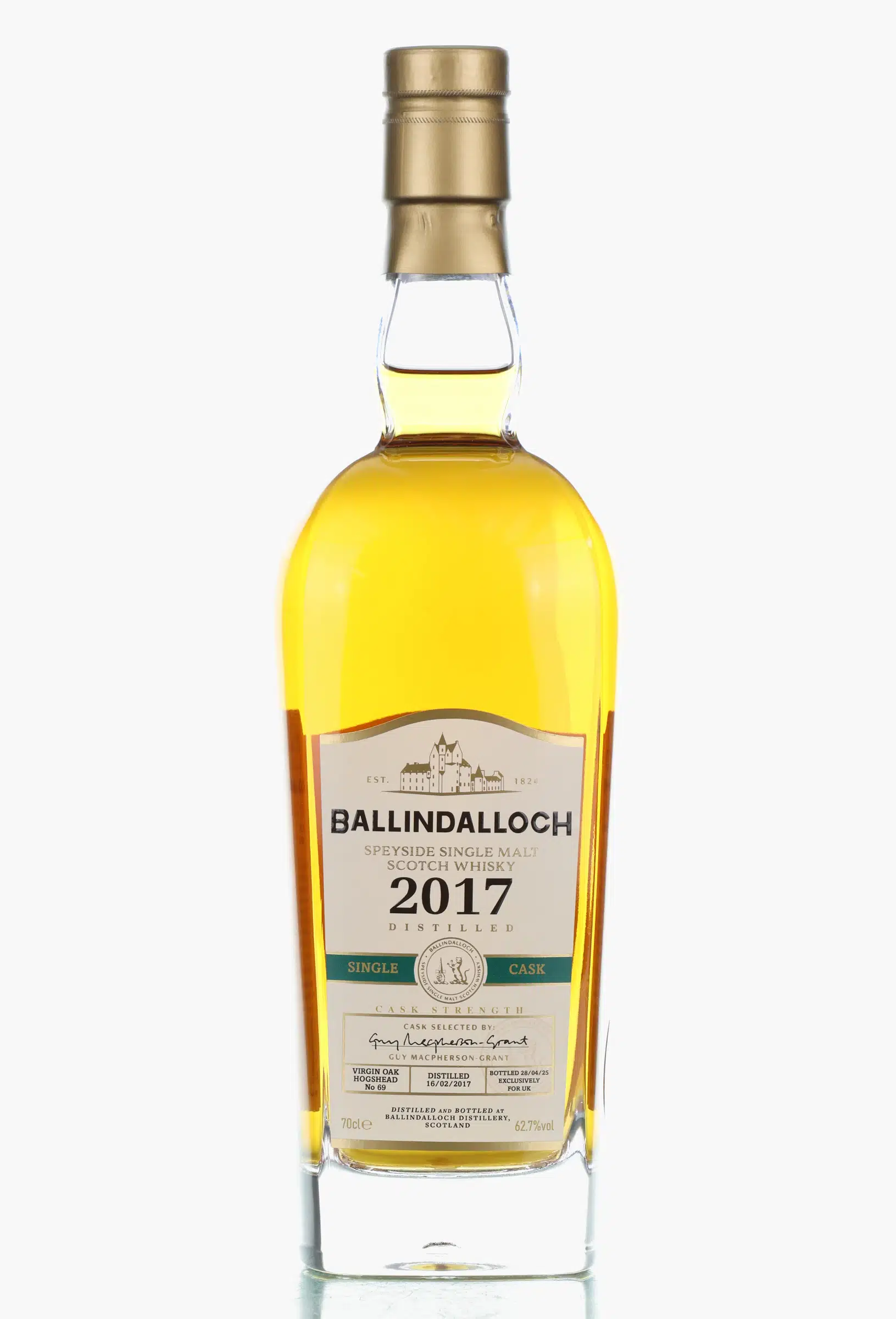 Ballindalloch 8 Year Old, Virgin Oak Hogshead Cask, Cask #69, 2017, 62.7% whisky bottle