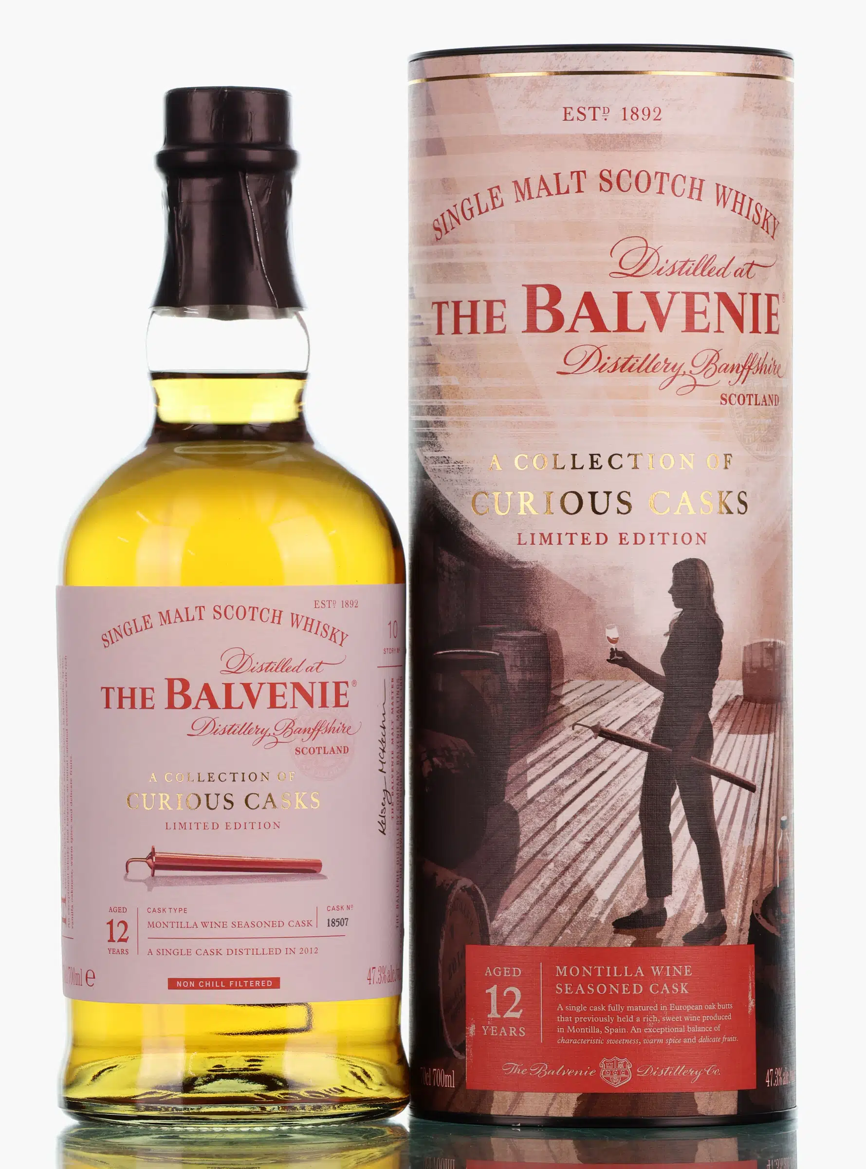 Balvenie A Collection of Curious Cask Story No. 10 12 Year Old, Montilla Wine Seasoned Cask, Cask #18507, 47.3% whisky bottle