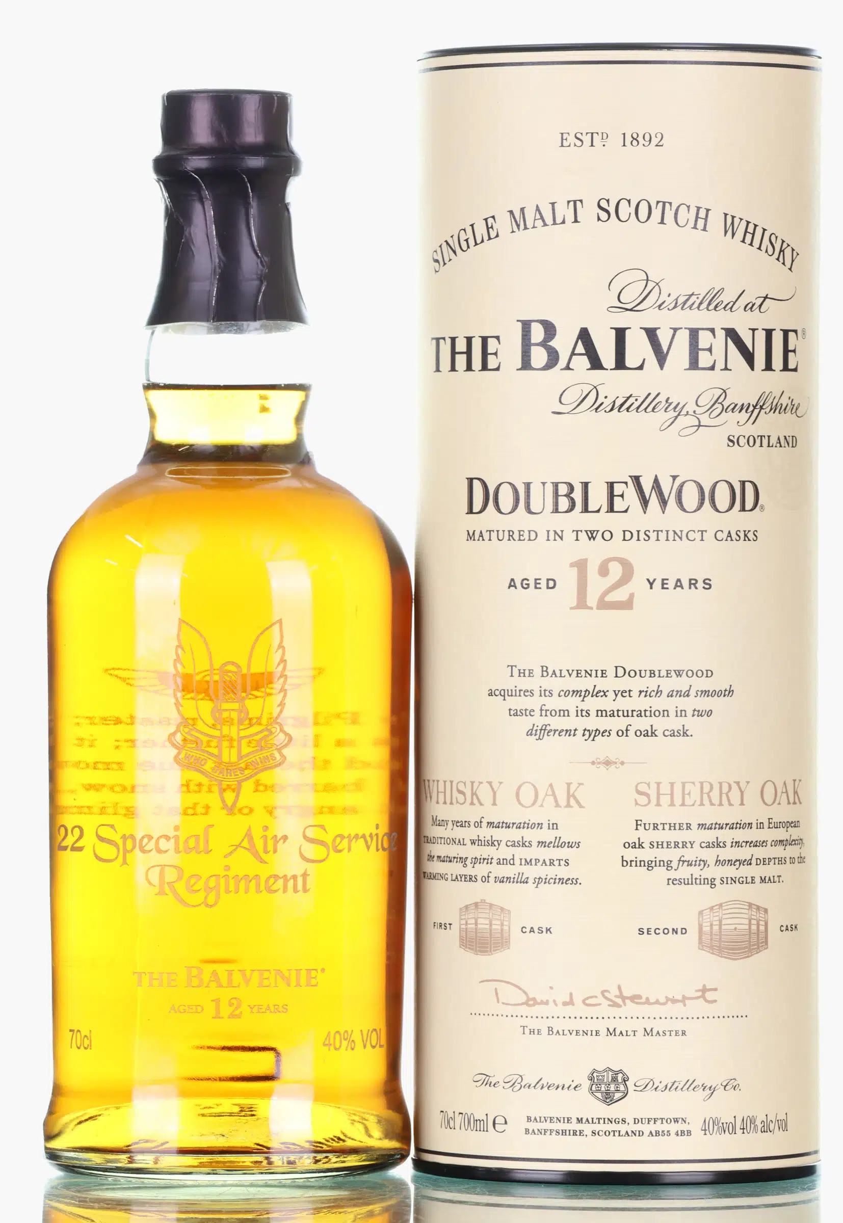 Balvenie Double Wood 22nd Special Air Service (SAS) Regiment 12 Year Old, Bourbon & Sherry Cask, 40% whisky bottle