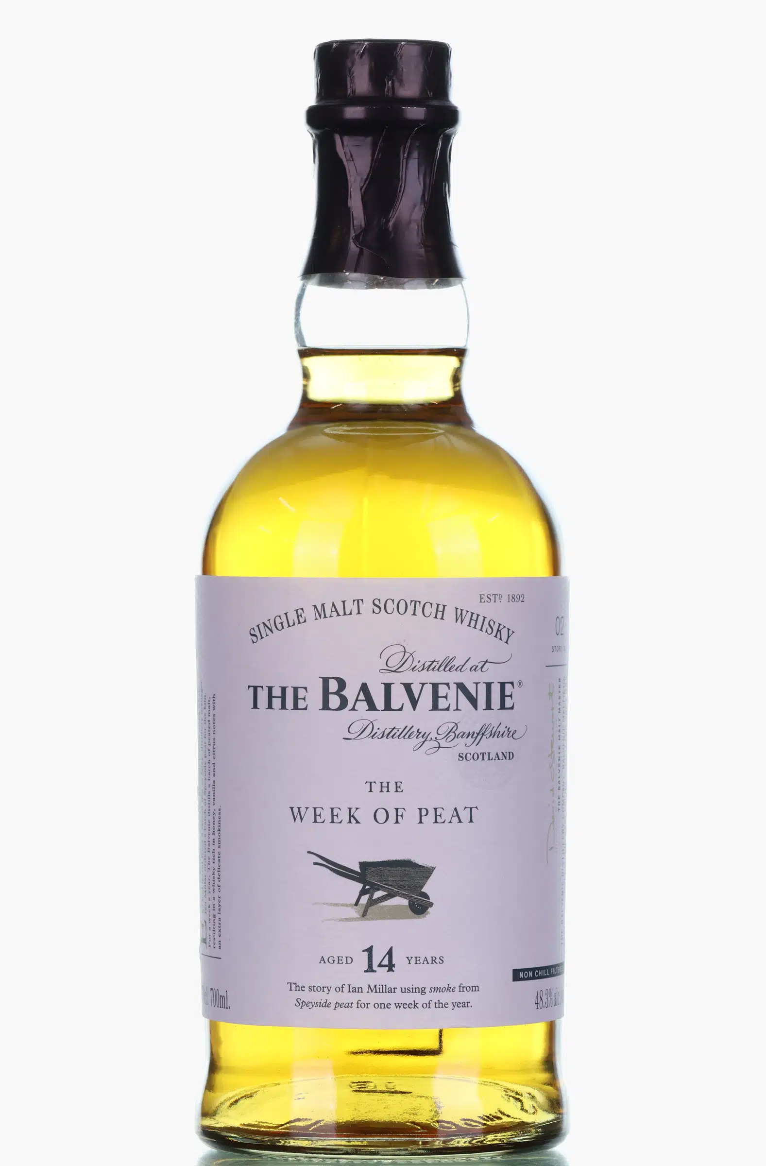 Balvenie The Week of Peat (Story No. 2) 14 Year Old, Official Bottling, 48.3% whisky bottle