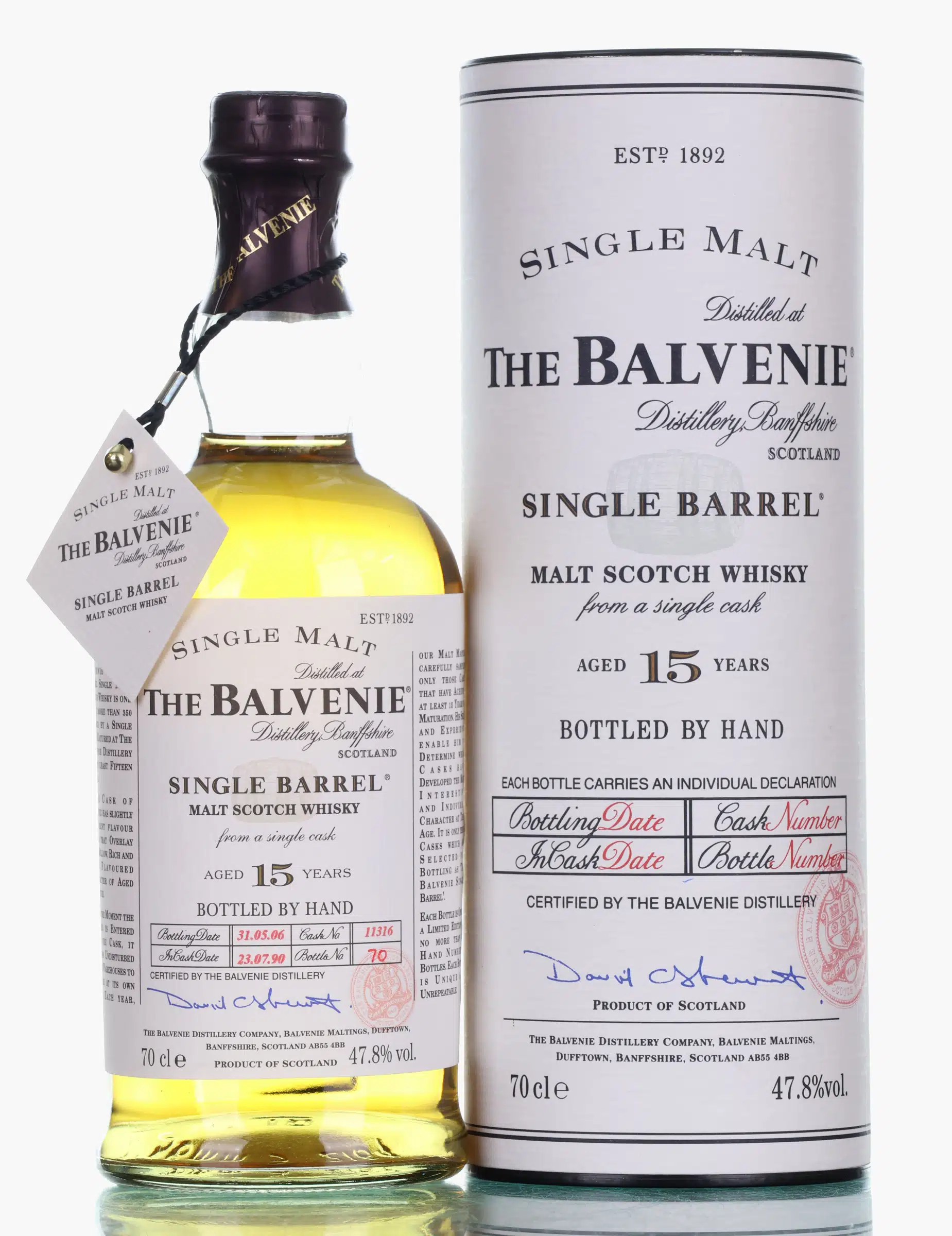 Balvenie Single Barrel 15 Year Old, Cask #11316, 2006, 47.8% whisky bottle