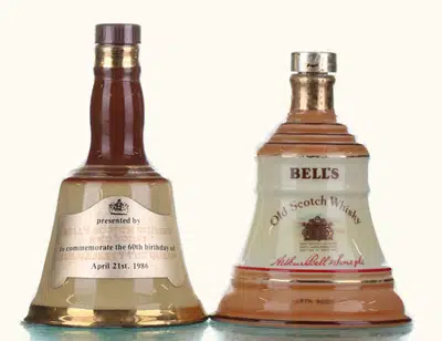 Bells Commemorative Miniature Decanters Queens 60th Birthday Lvs End Of Term Luncheon