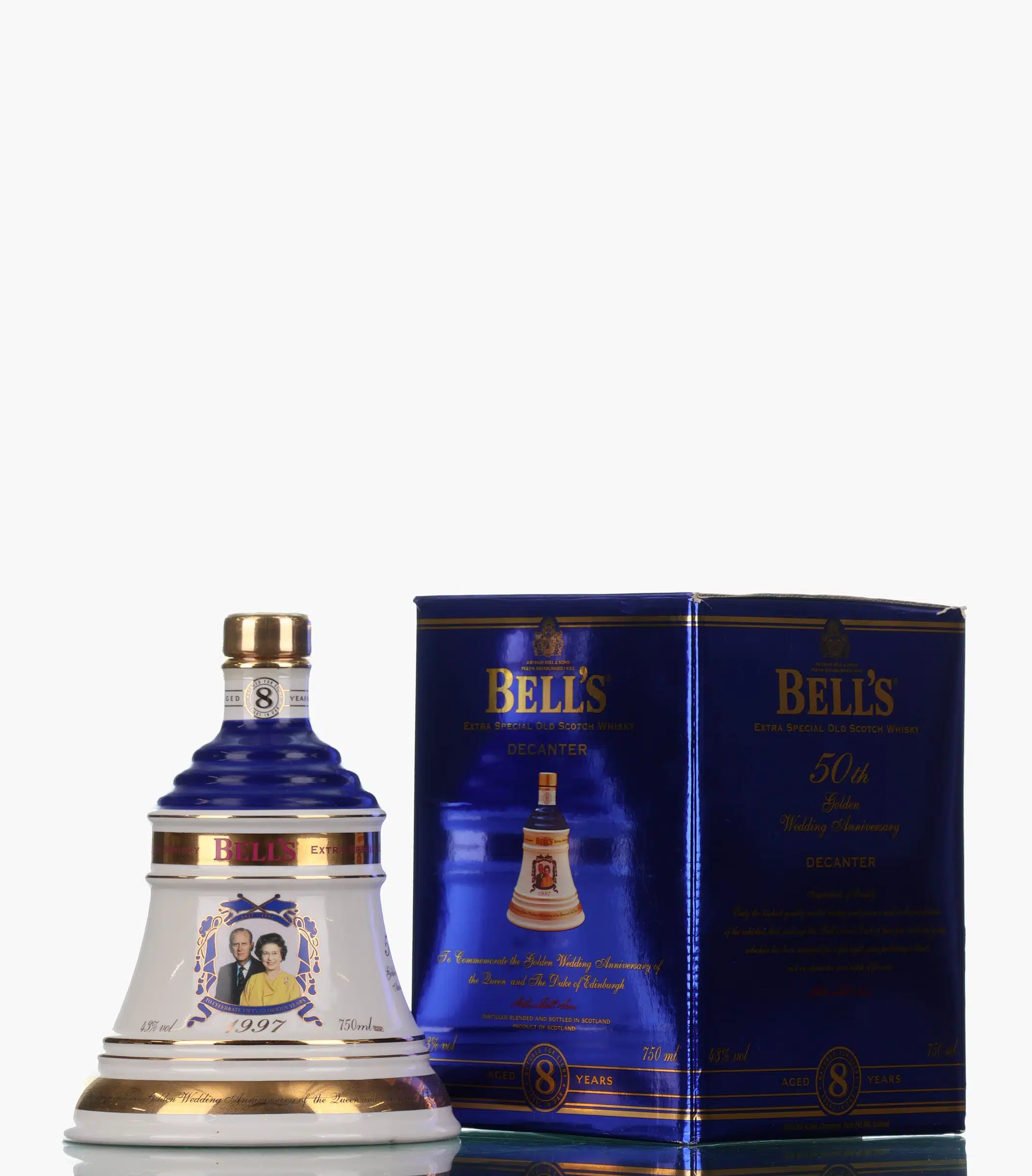 Bell's Decanter 50th Wedding Anniversary of the Queen & Duke of Edinburgh 8 Year Old, 1997, 43% whisky bottle
