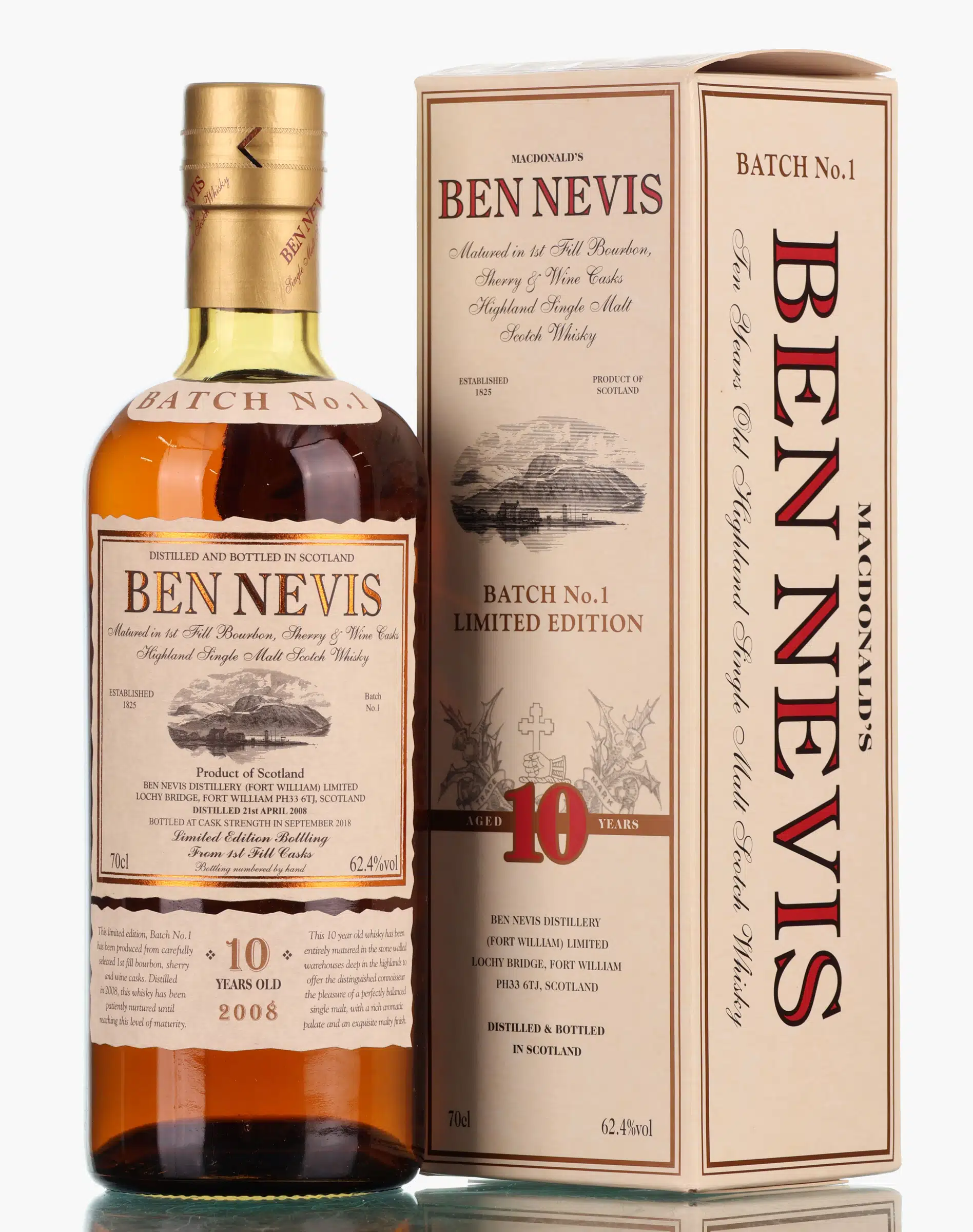 Ben Nevis Cask Strength 10 Year Old, Bourbon, Sherry & Wine Cask, Batch No. 1, 2018, 62.4% whisky bottle