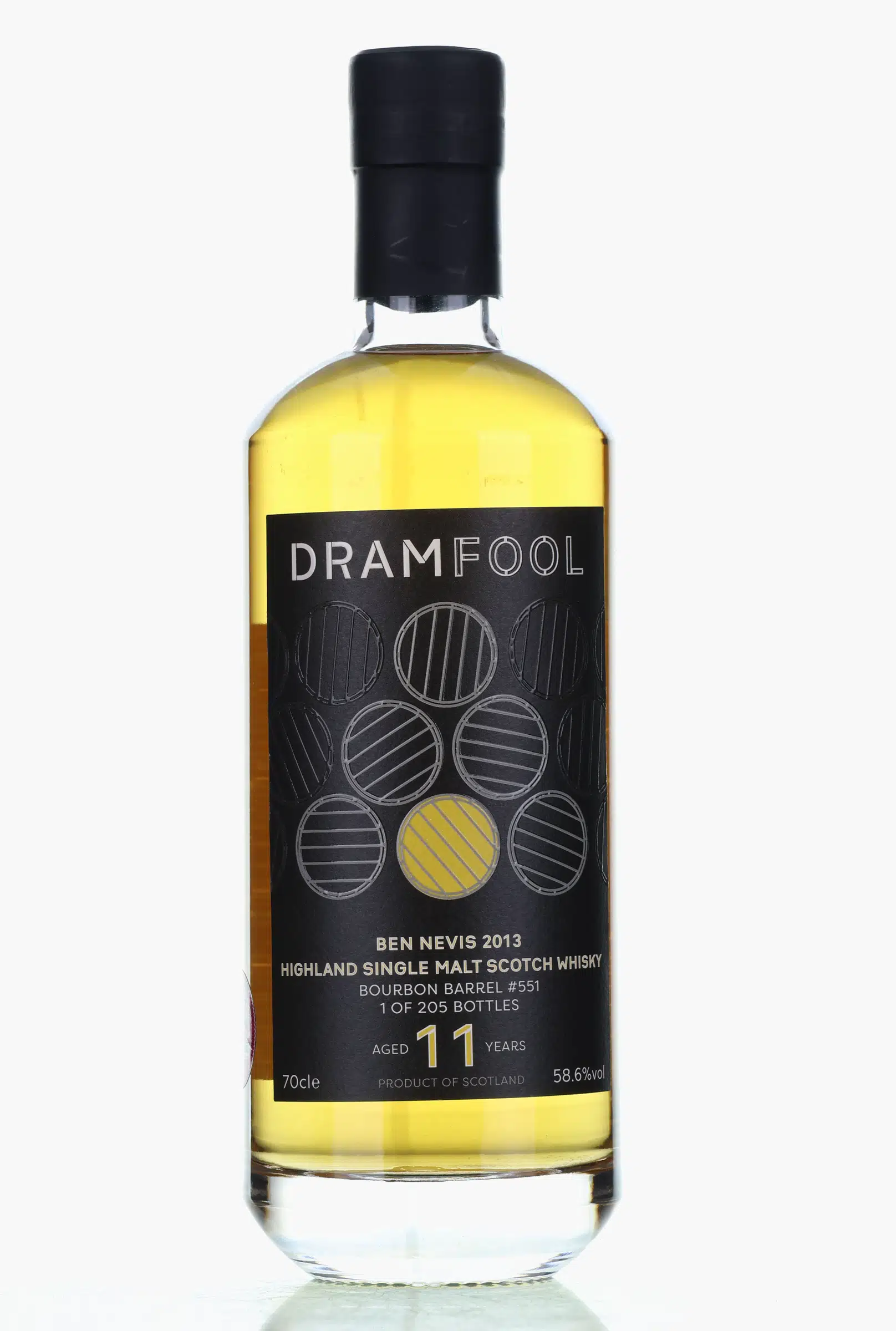 Ben Nevis 11 Year Old, Bourbon Cask, Cask #551, 2013, Dramfool, 58.6% whisky bottle