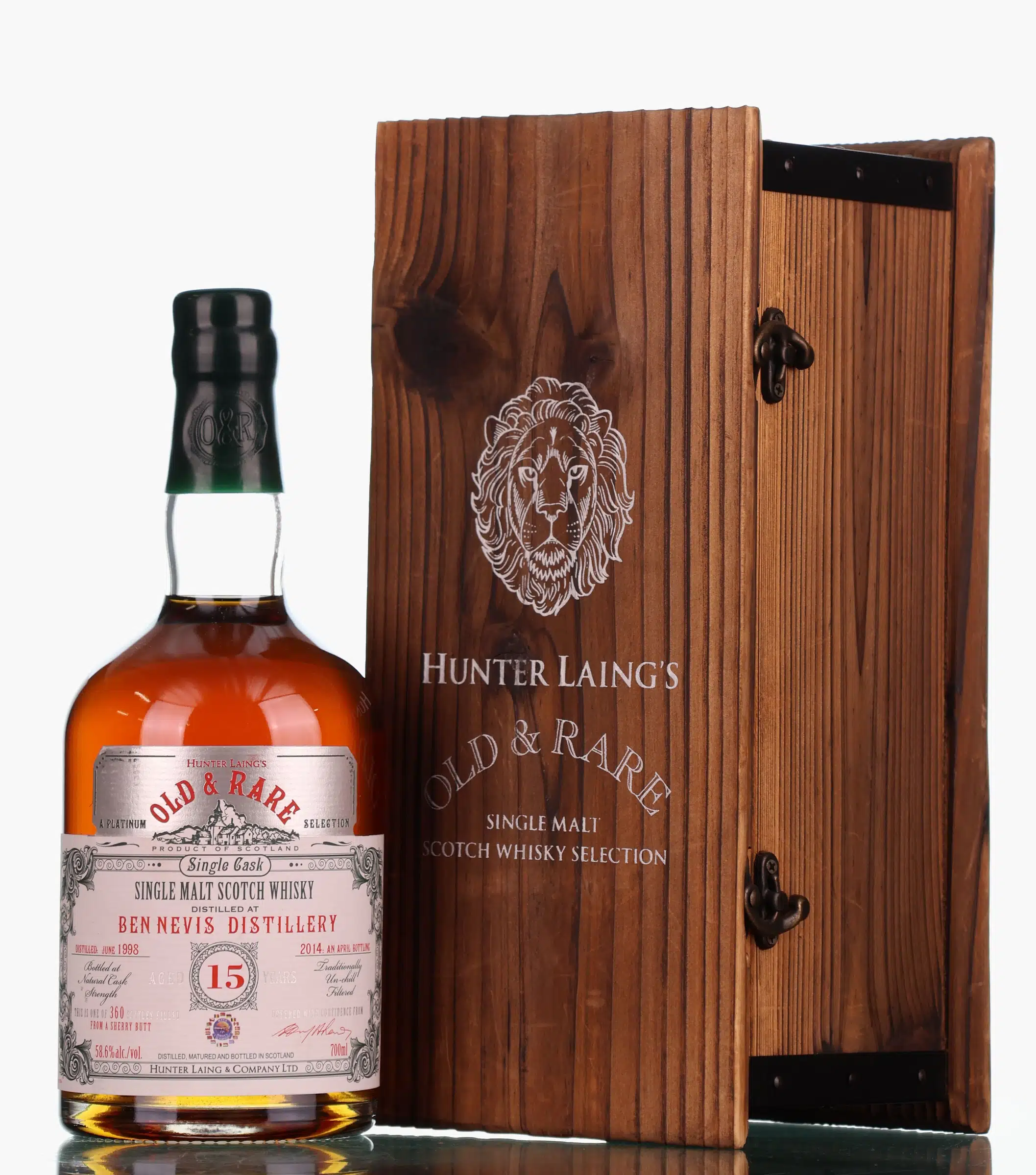 Ben Nevis Old & Rare 15 Year Old, Sherry Butt Cask, 1998, Hunter Laing, 58.6% whisky bottle