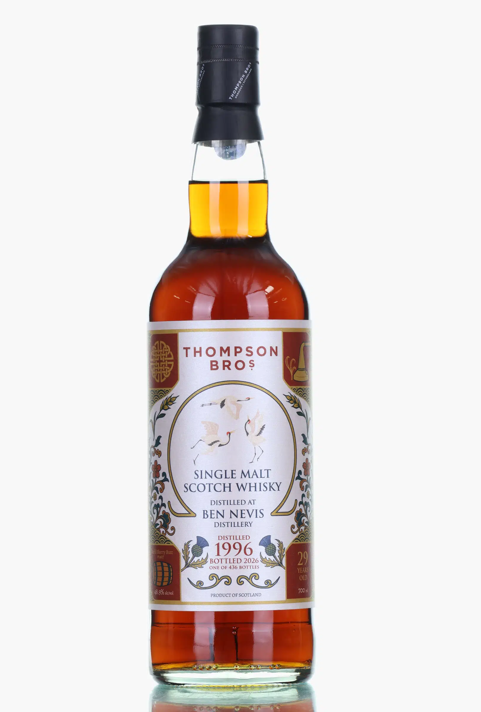Ben Nevis 29 Year Old, Sherry Cask, Cask #1497, 1996, Thompson Bros, 48.9% whisky bottle
