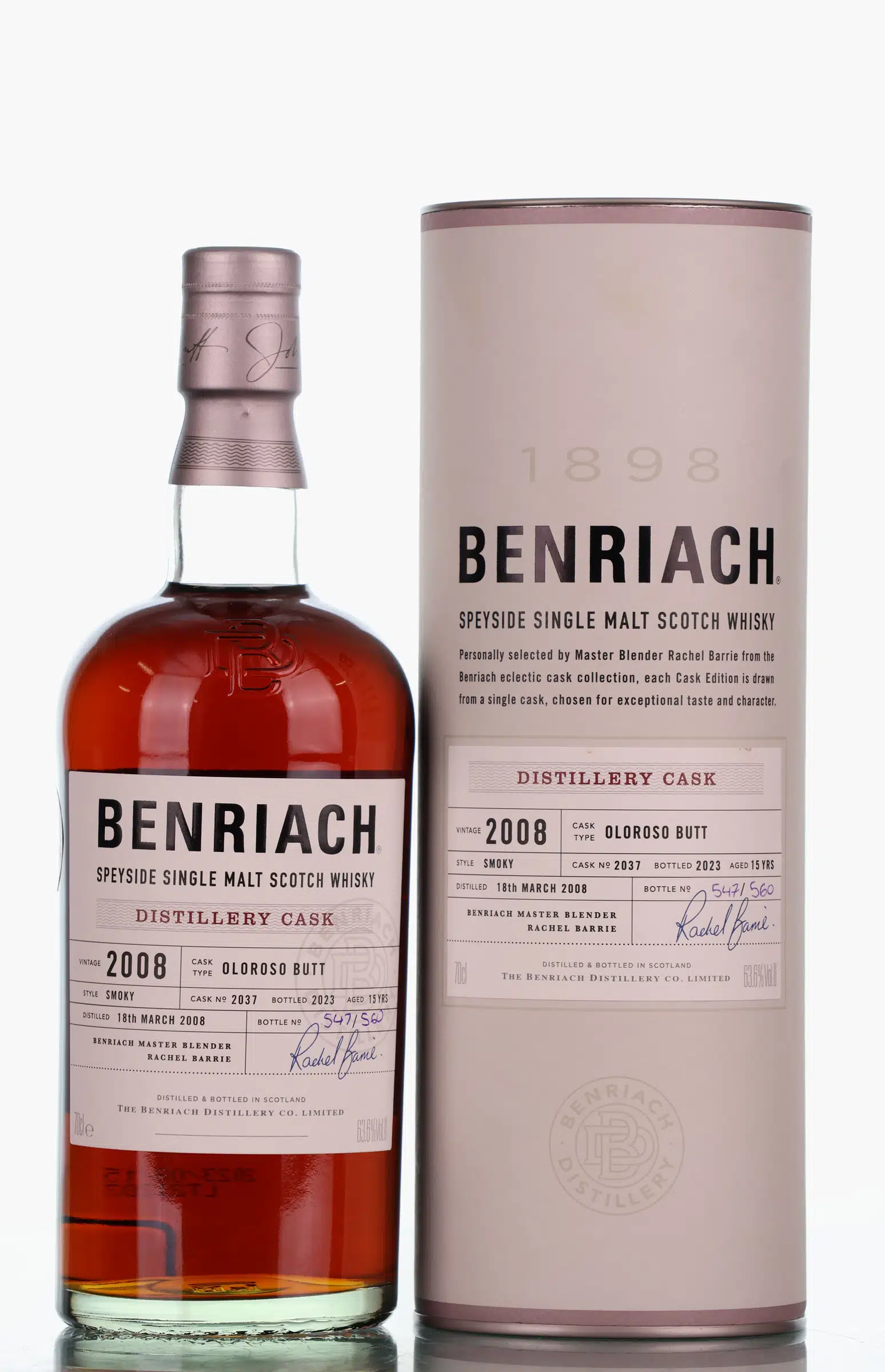 BenRiach Distillery Cask 15 Year Old, Oloroso Butt Cask, Cask #2037, 2023, 63.6% whisky bottle