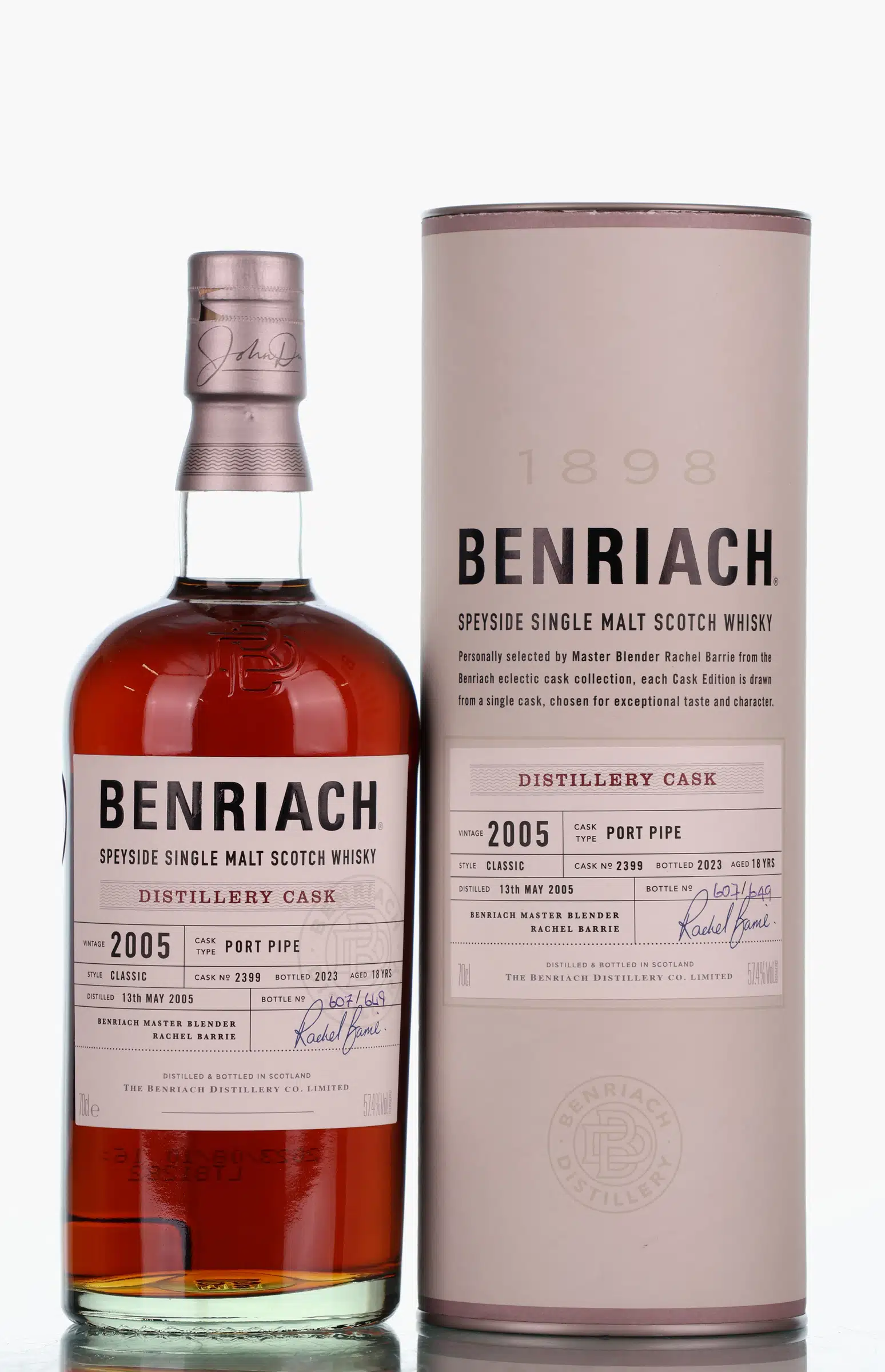 BenRiach Distillery Cask 18 Year Old, Port Pipe Cask, Cask #2399, 2023, 57.4% whisky bottle