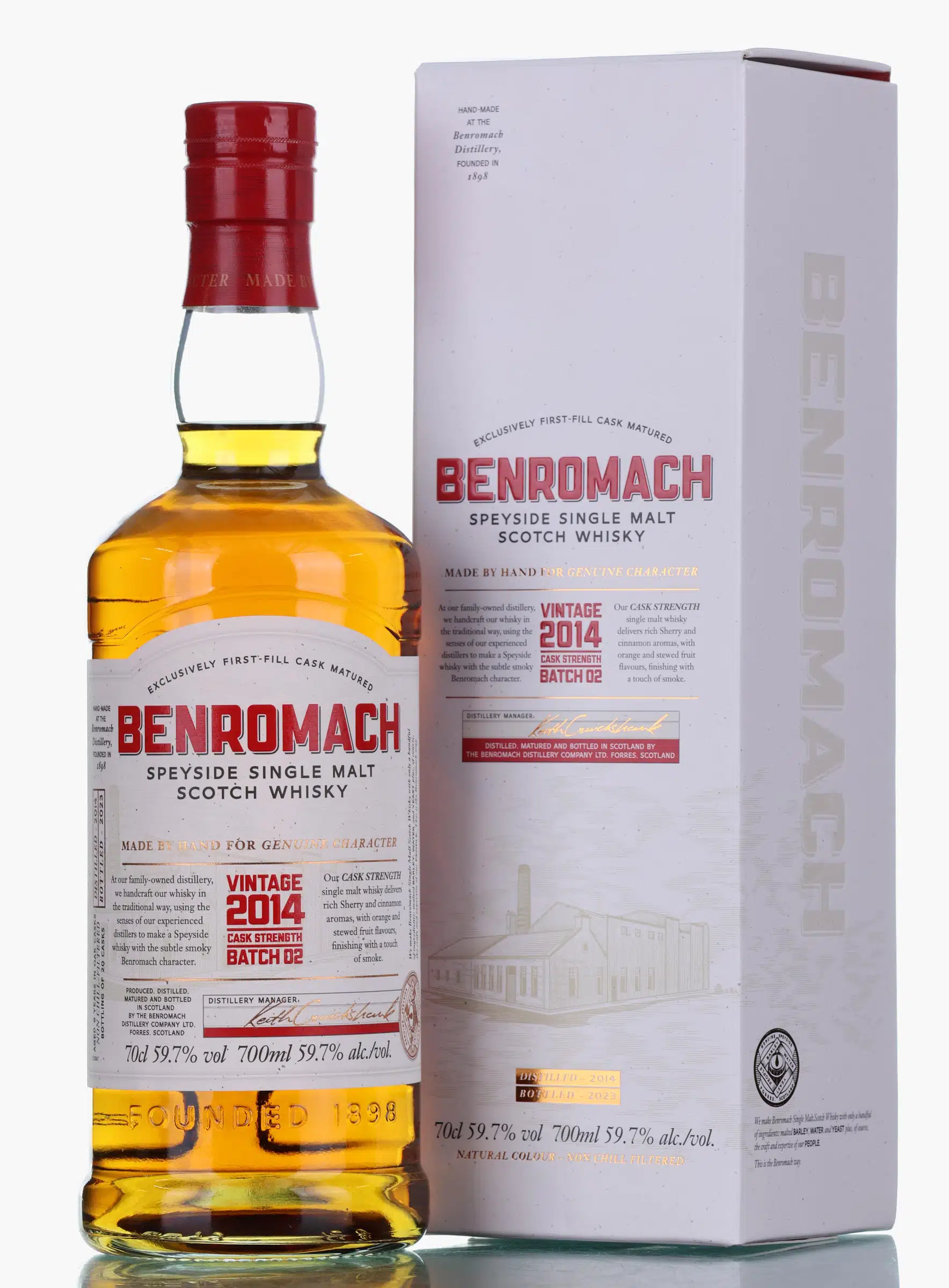Benromach Cask Strength 9 Year Old, Bourbon & Sherry Cask, Batch No. 02, 2014, 59.7% whisky bottle