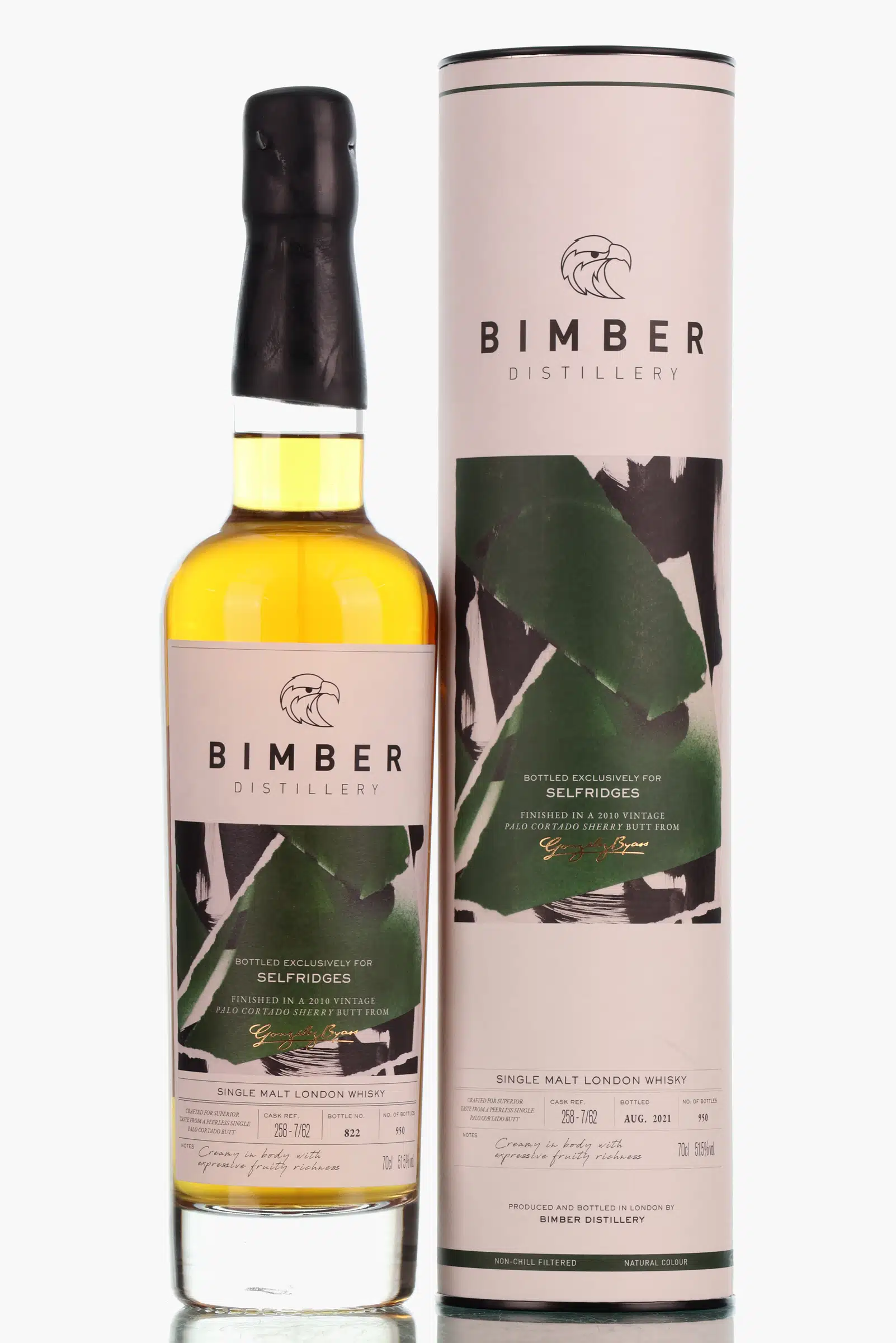 Bimber Selfridges Exclusive 3 Year Old, Ex-Bourbon & Palo Cortado Sherry Cask, Cask #258-7/62, 2022, 51.5% whisky bottle