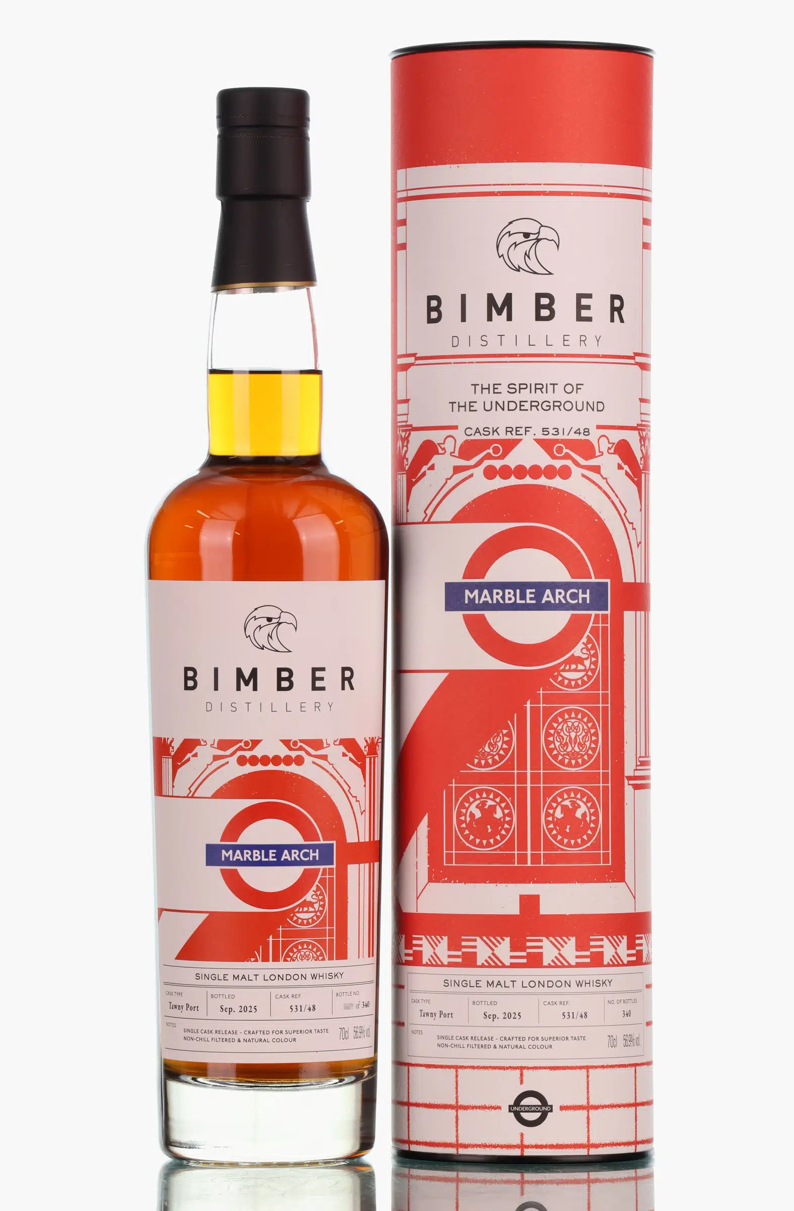 Bimber The Spirit of the Underground - Marble Arch 6 Year Old, Tawny Port Cask, Cask #531/48, 2025, 56.9% whisky bottle
