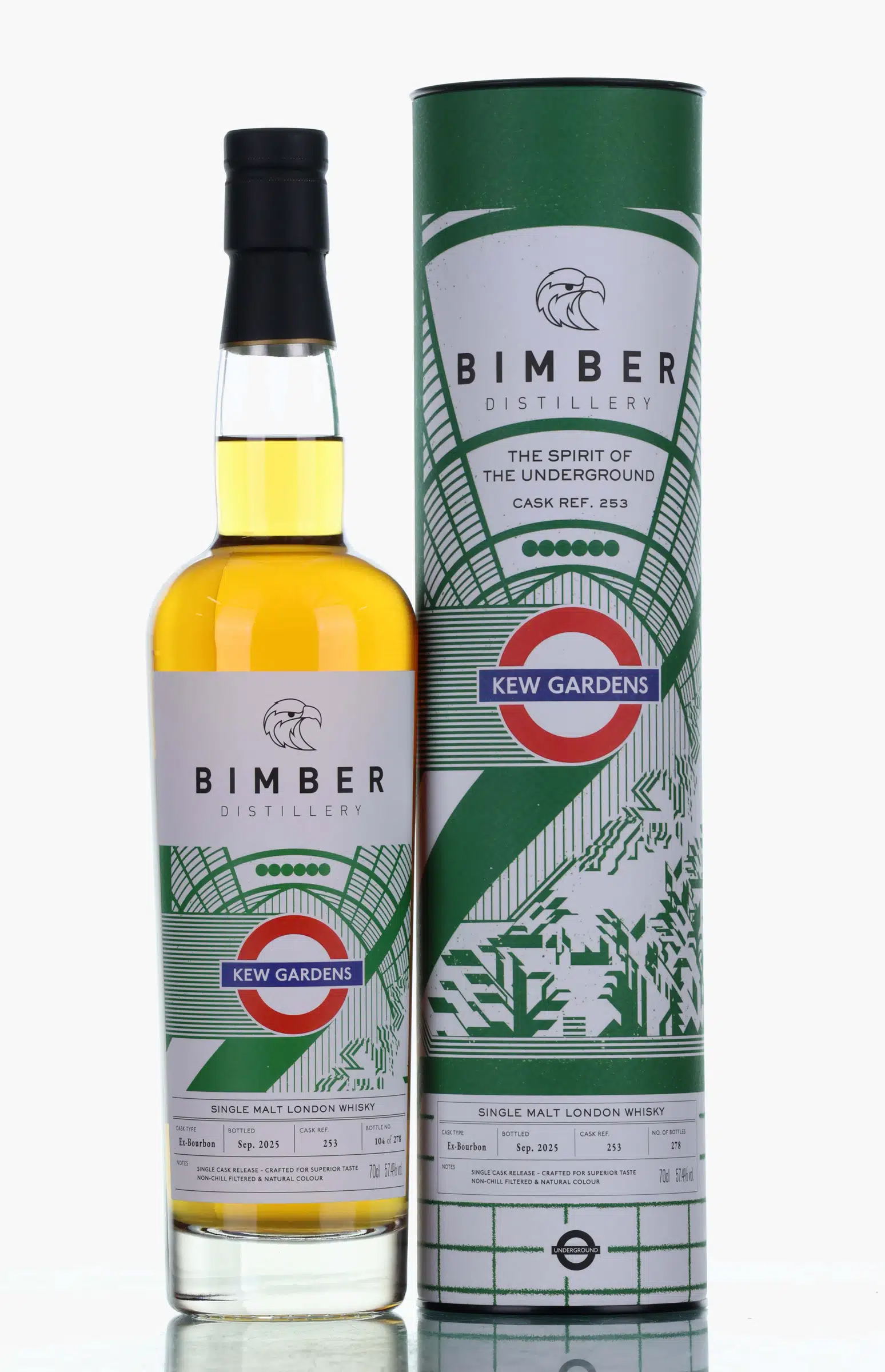 Bimber The Spirit of the Underground Kew Gardens, Ex-Bourbon Cask, Cask #253, 2025, 57.4% whisky bottle