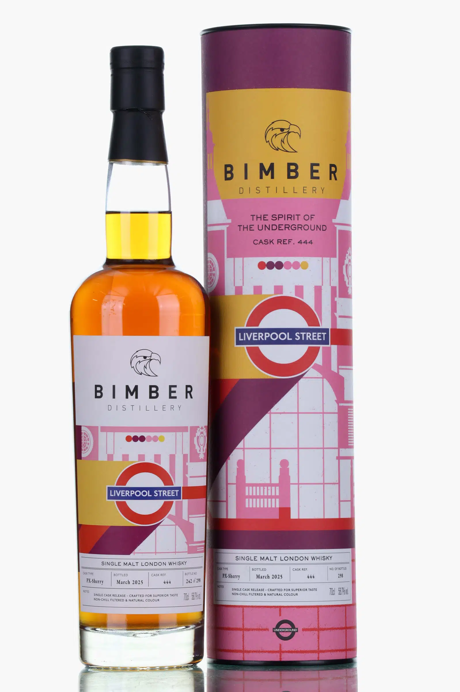 Bimber The Spirit Of The Underground Liverpool Street, Sherry Cask, Cask #444, 2025, 58.7% whisky bottle