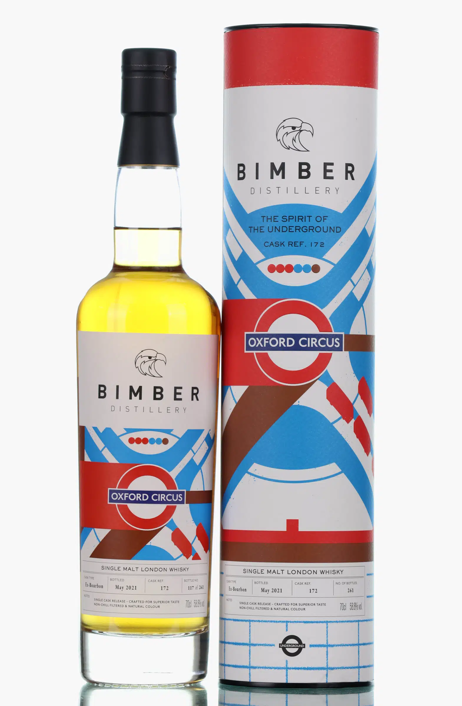 Bimber The Spirit of the Underground - Oxford Circus 4 Year Old, Ex-Bourbon Cask, Cask #172, 2021, 58.8% whisky bottle