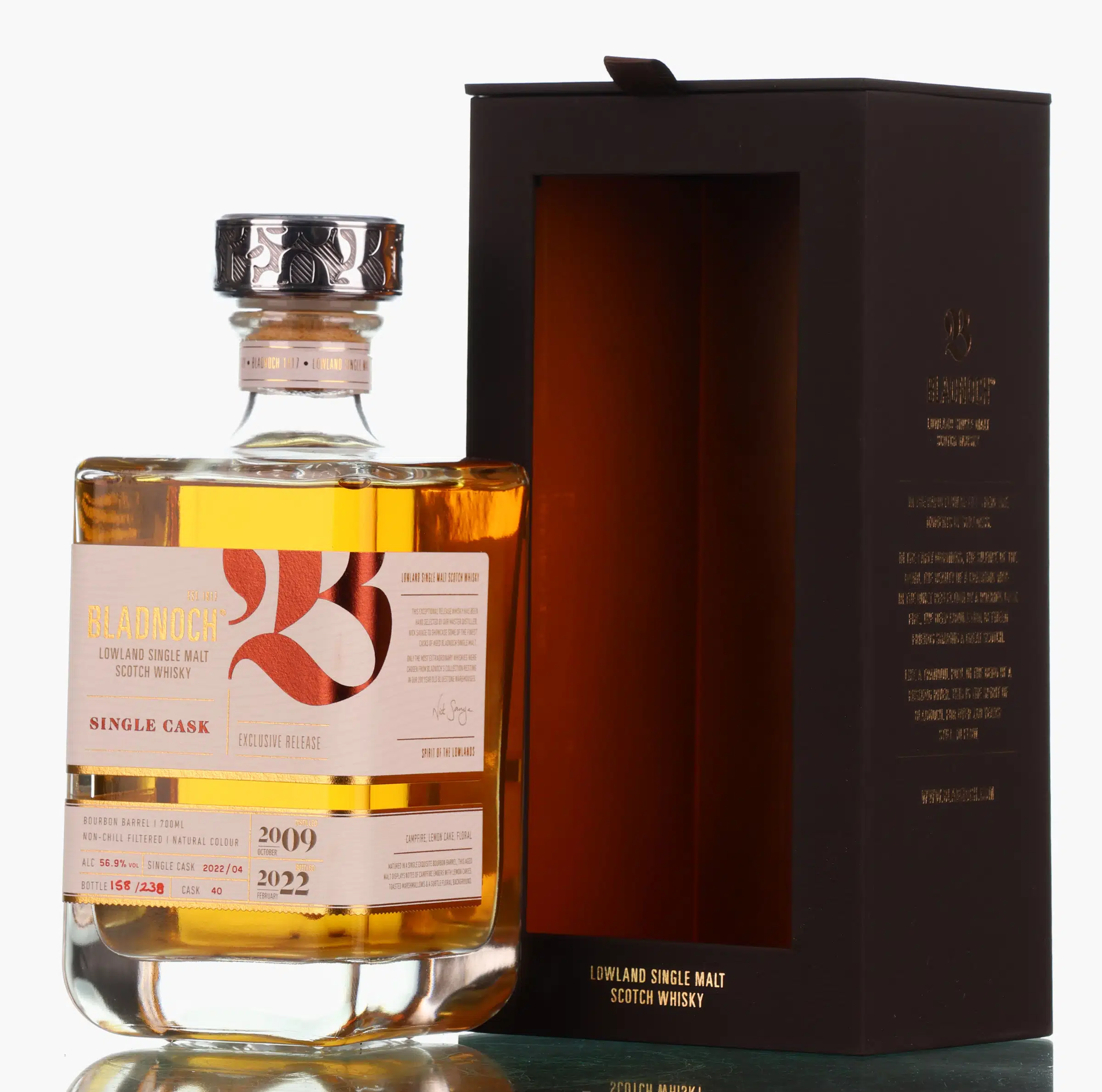 Bladnoch 12 Years Old 2009 2022 Exclusive Bourbon Cask #40 13 Year Old, Bourbon Cask, Cask #40, 2022, 56.9% whisky bottle