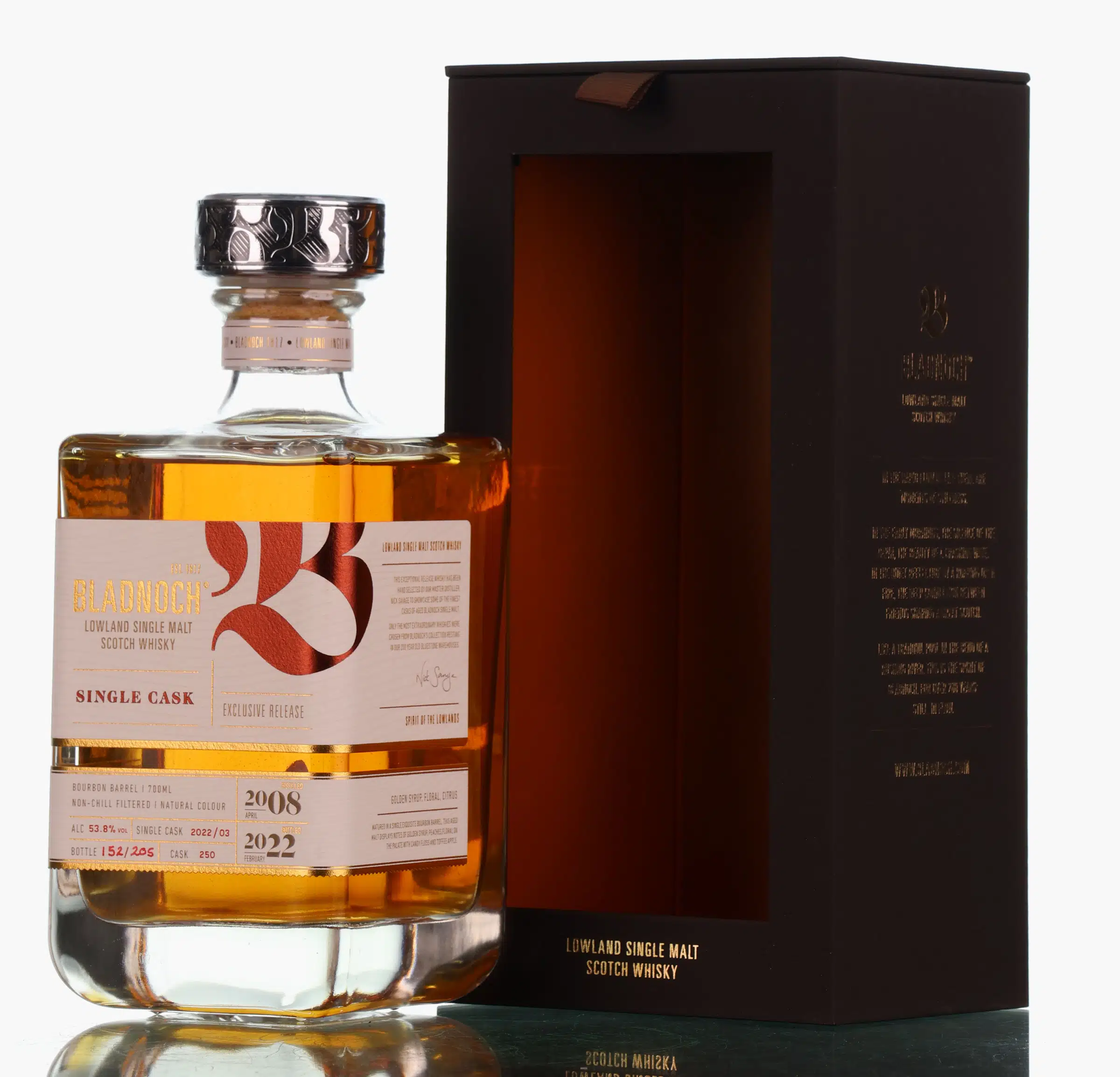 Bladnoch Exclusive Release 13 Year Old, Bourbon Cask, Cask #250, 2022, 53.8% whisky bottle