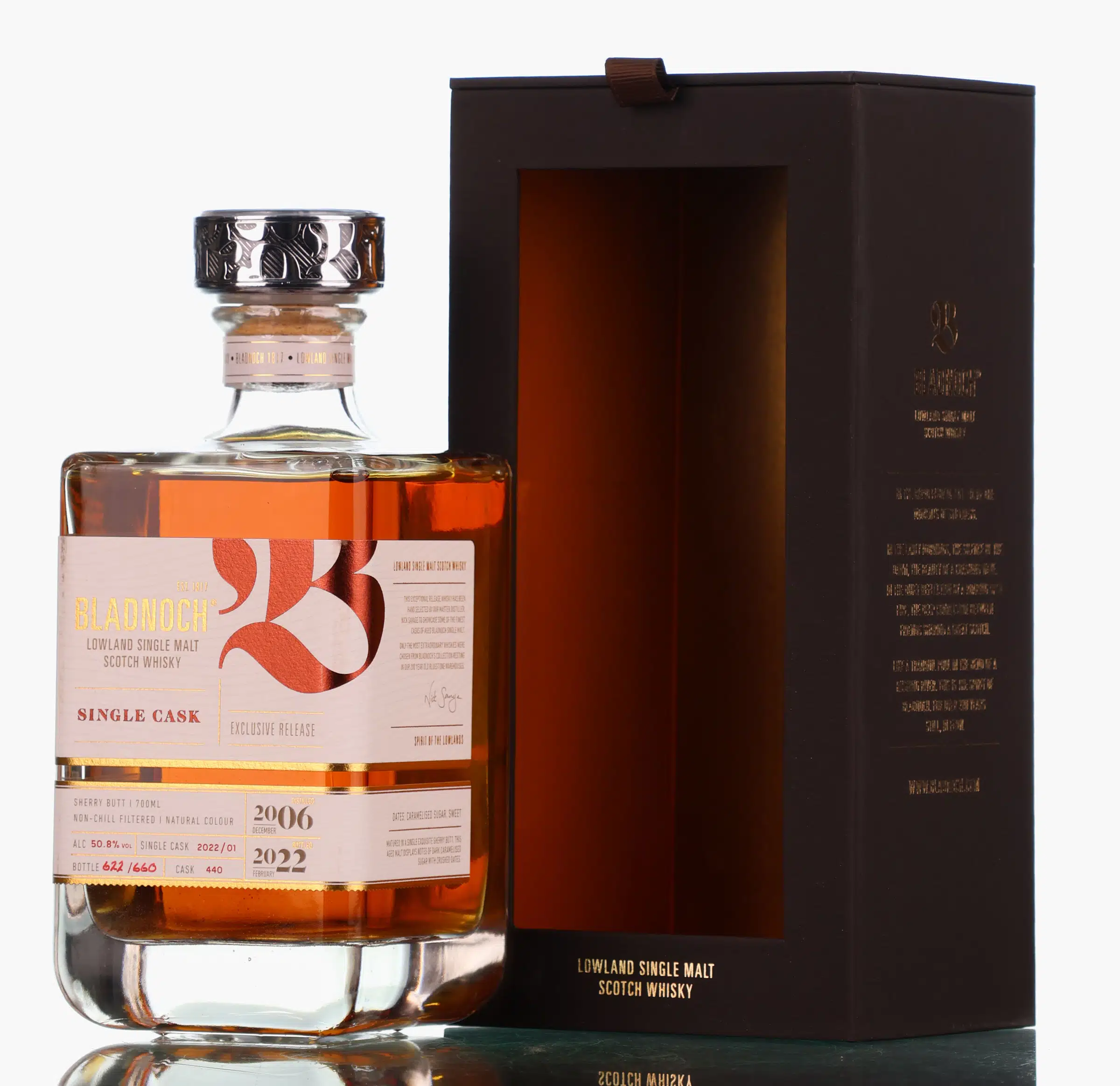 Bladnoch Single Cask Exclusive Release 15 Year Old, Sherry Cask, Cask #440, 2022, 50.8% whisky bottle