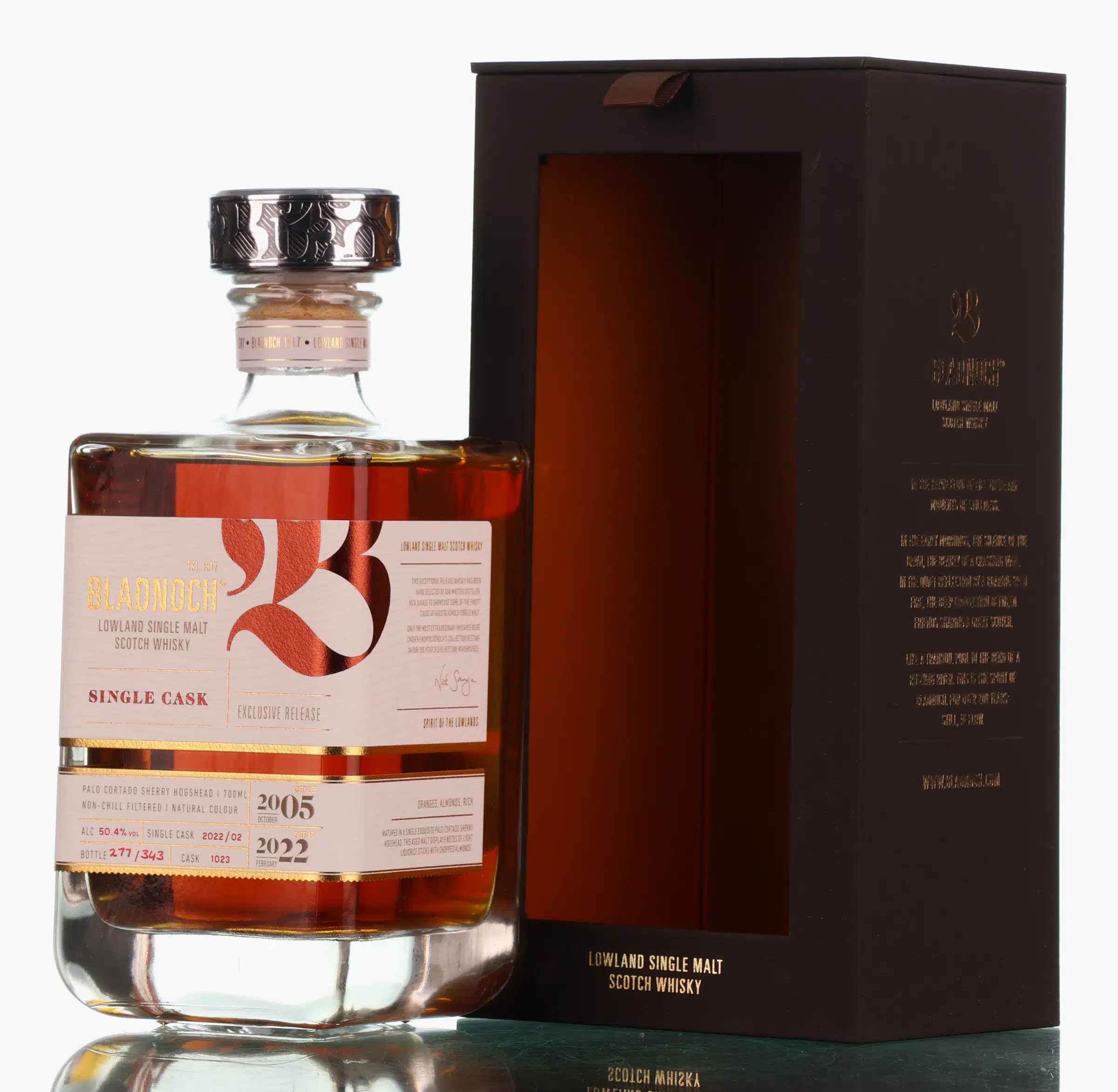 Bladnoch Exclusive Release 16 Year Old, Palo Cortado Sherry Cask, Cask #1023, 2022, 50.4% whisky bottle