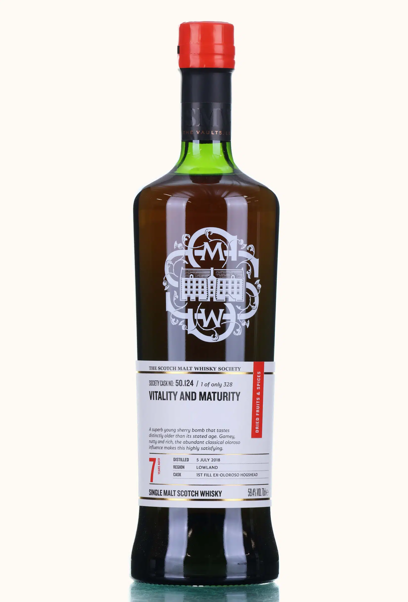 Bladnoch Vitality & Maturity 7 Year Old, Sherry Cask, Cask #50.124, 2018, The Scotch Malt Whisky Society, 59.4% whisky bottle