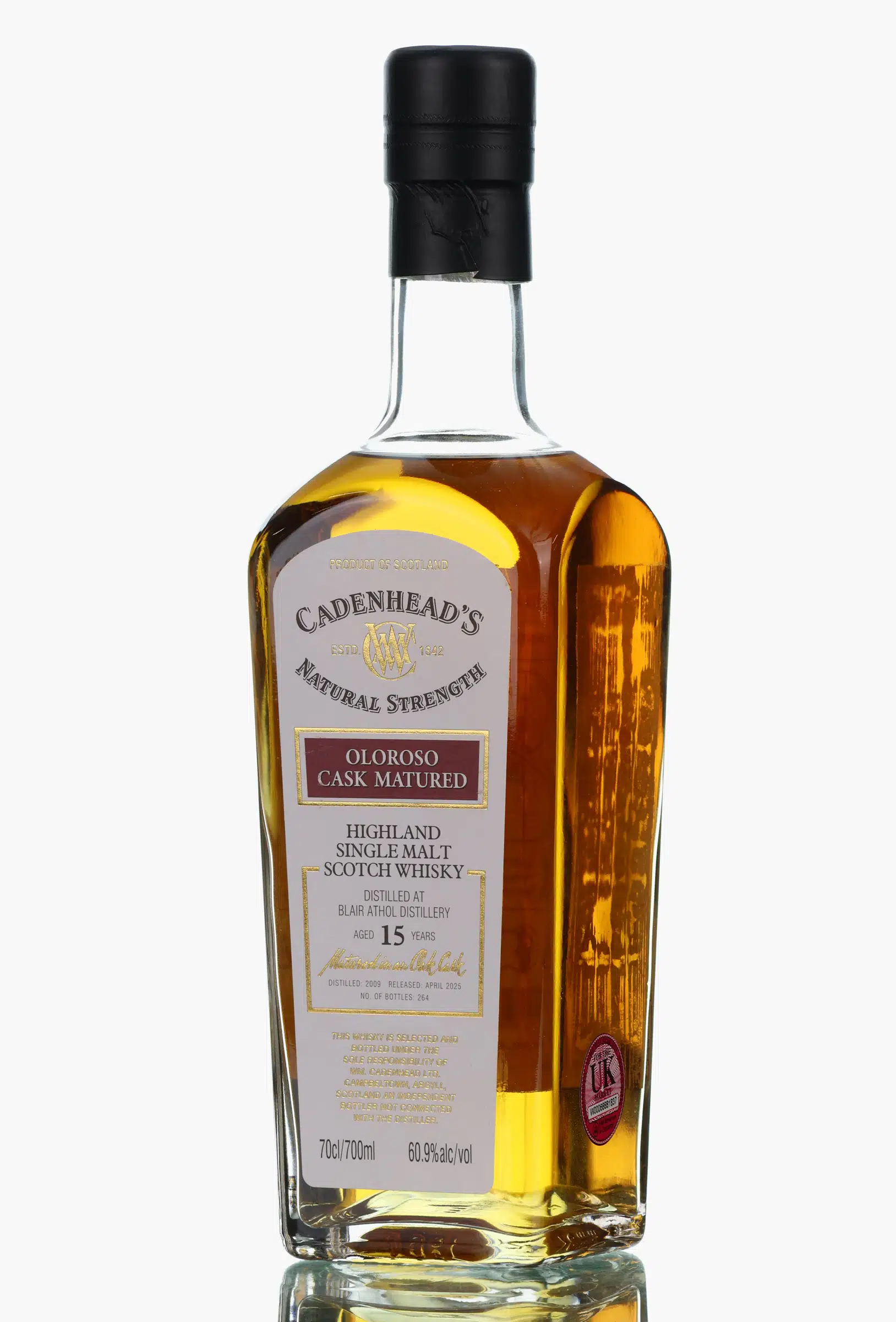 Blair Athol Natural Strength 15 Year Old, Oloroso Cask, 2009, Cadenhead's, 60.9% whisky bottle