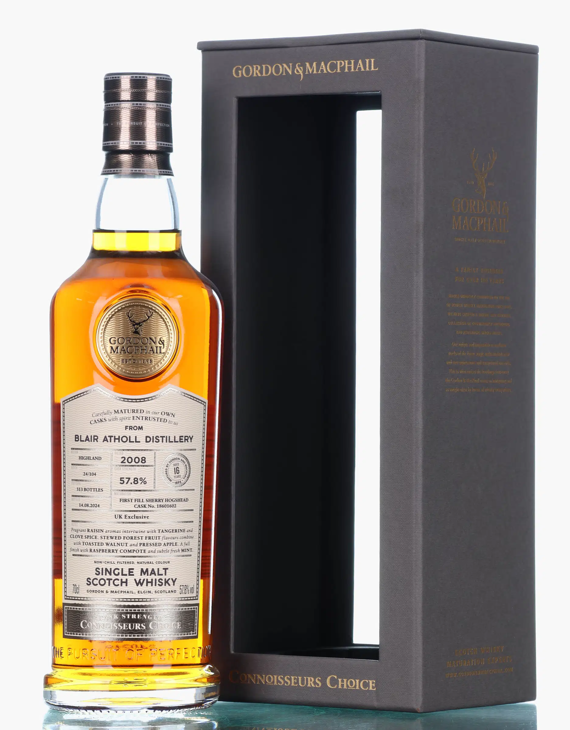 Blair Athol Connoisseurs Choice 16 Year Old, Sherry Cask, Cask #18601602, 2008, Gordon & MacPhail, 57.8% whisky bottle