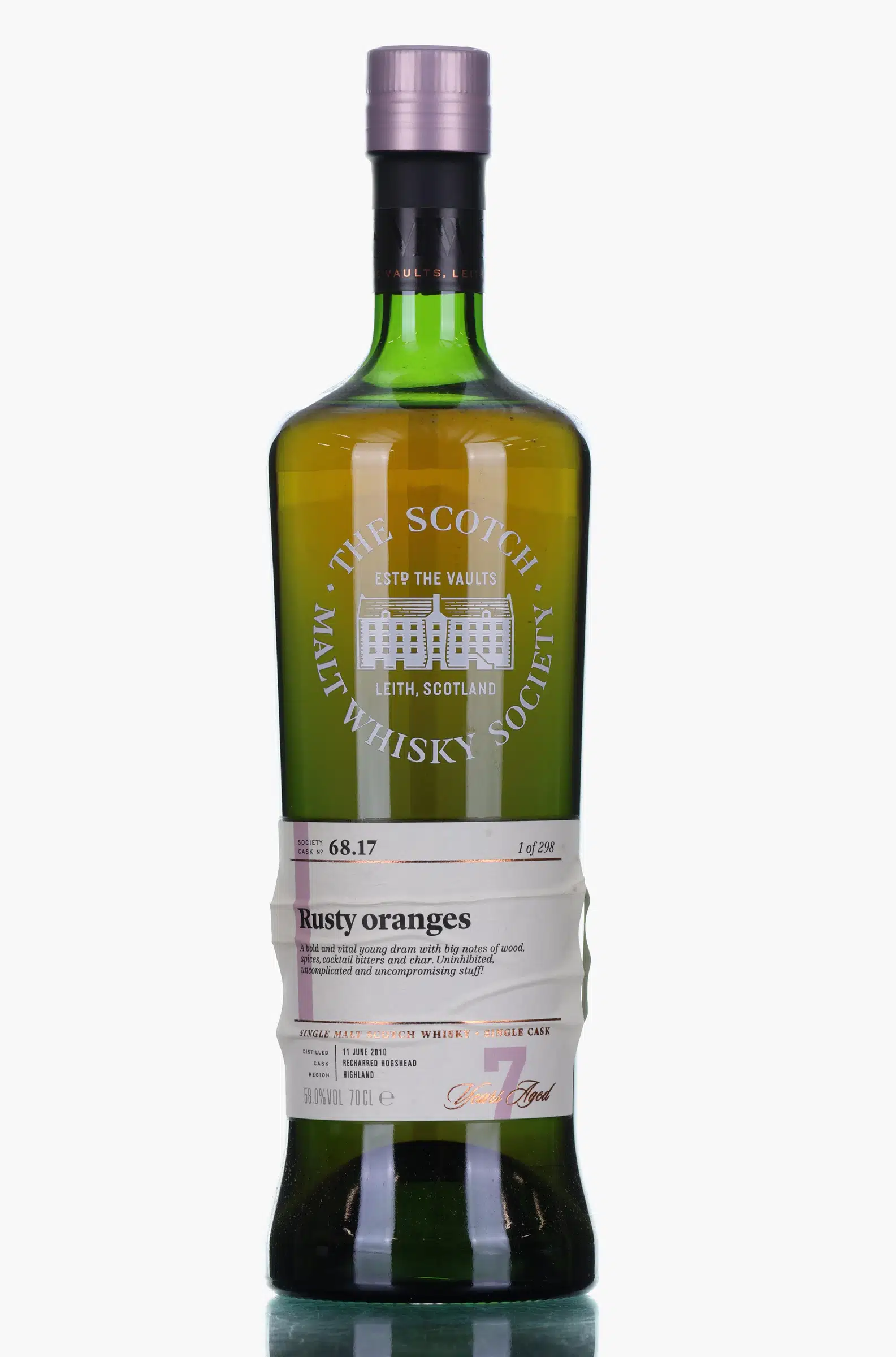 Blair Athol Rusty Oranges 7 Year Old, Recharred Hogshead Cask #68.17, 2010, The Scotch Malt Whisky Society, 58% whisky bottle