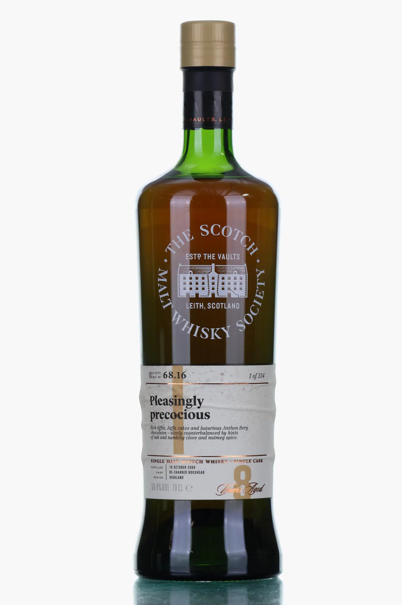 Blair Athol Pleasingly Precocious 8 Year Old, Re-charred Hogshead Cask, Cask #68.16, 2009, The Scotch Malt Whisky Society, 59.4% whisky bottle